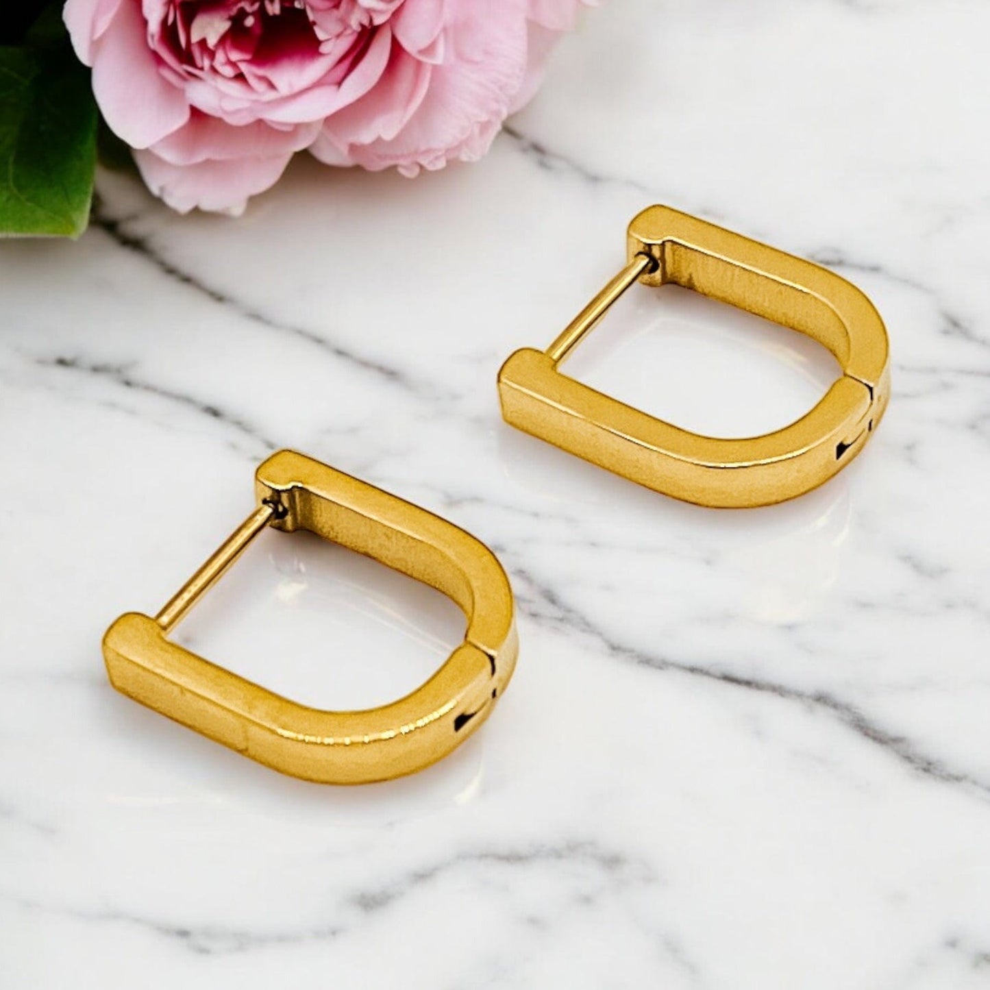 FIONA GRACE Earrings Simple Geometric U Shaped Huggie Earrings, Waterproof