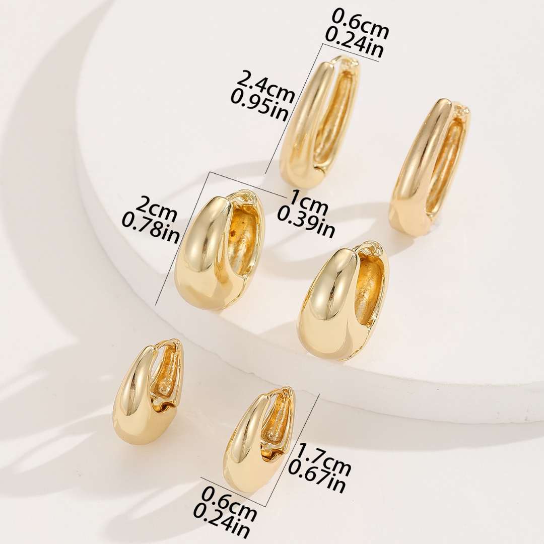 FIONA GRACE Earrings Trio Gold Huggie Hoops Earrings Set of 3- Waterproof