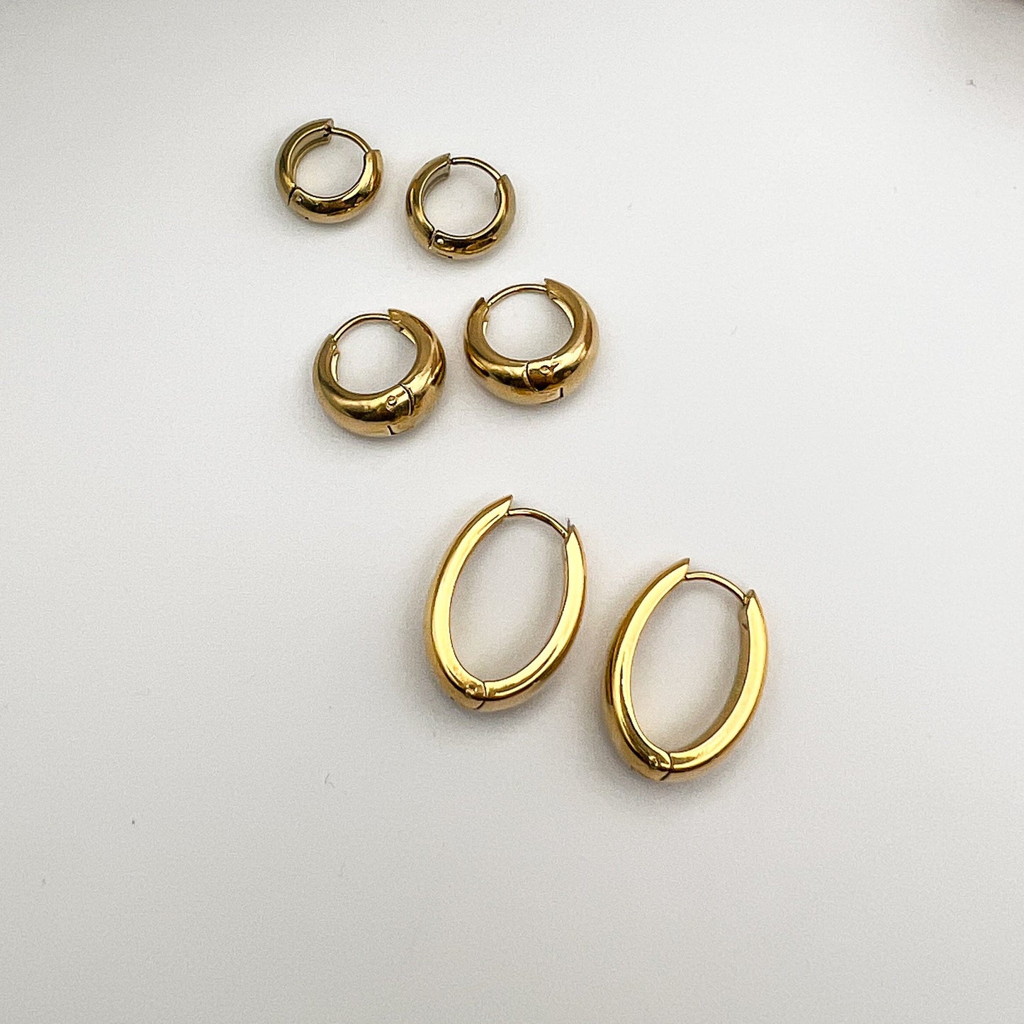 FIONA GRACE Earrings Trio Gold Huggie Hoops Earrings Set of 3- Waterproof