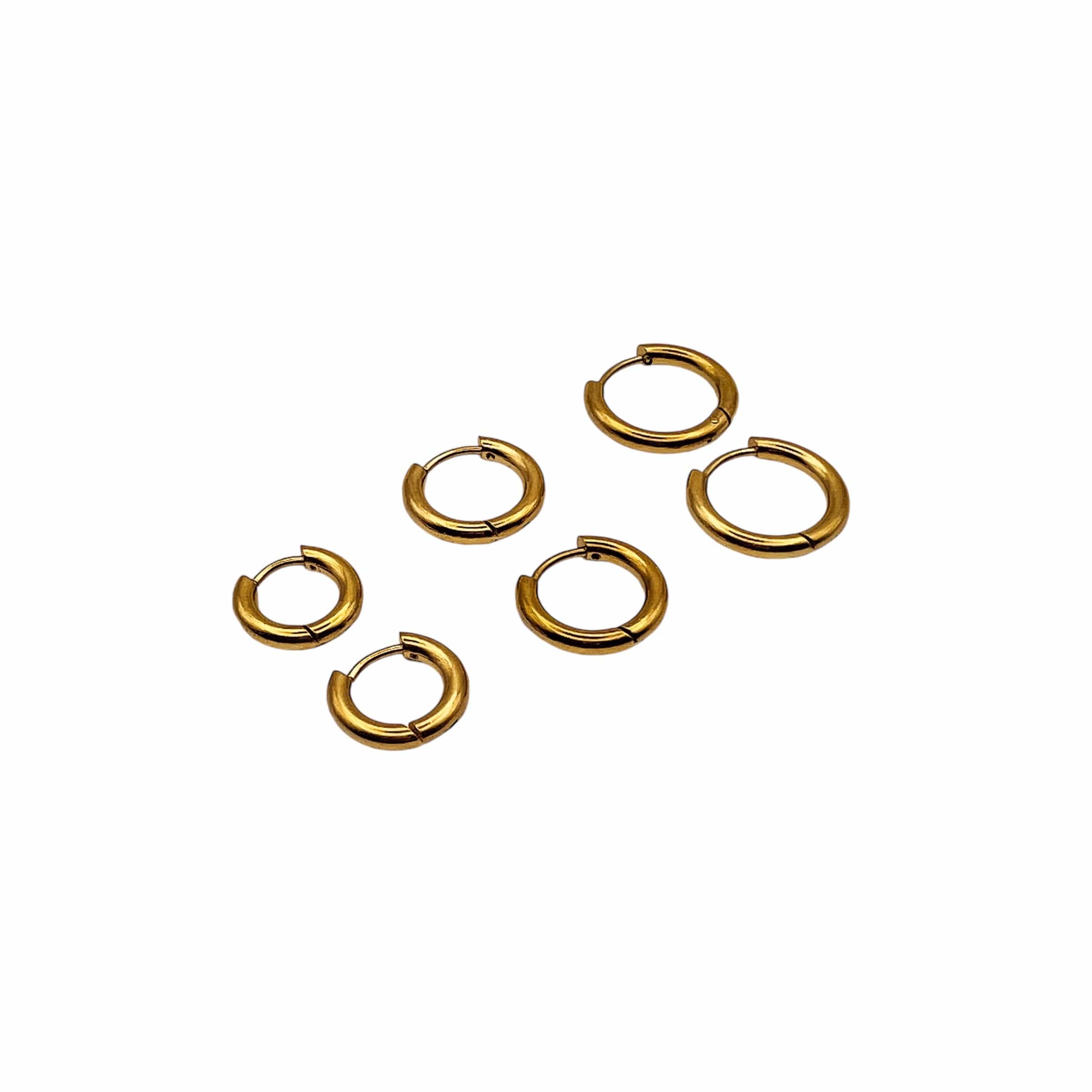 FIONA GRACE Earrings Triple Gold Hoop Huggie Earrings Set