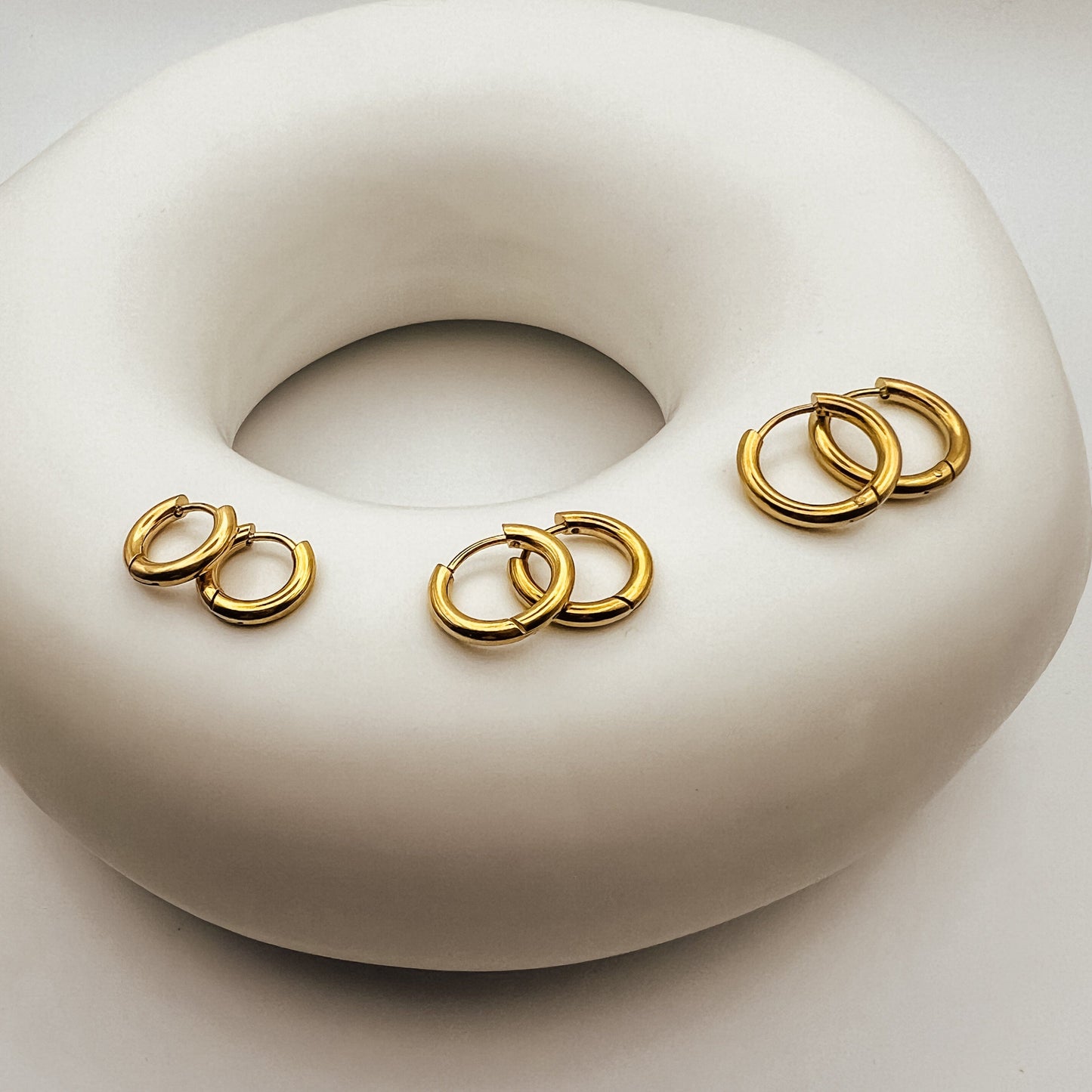 FIONA GRACE Earrings Triple Gold Hoop Huggie Earrings Set