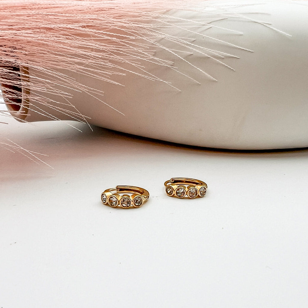 FIONA GRACE Earrings You Shine Bright Gold CZ Huggies