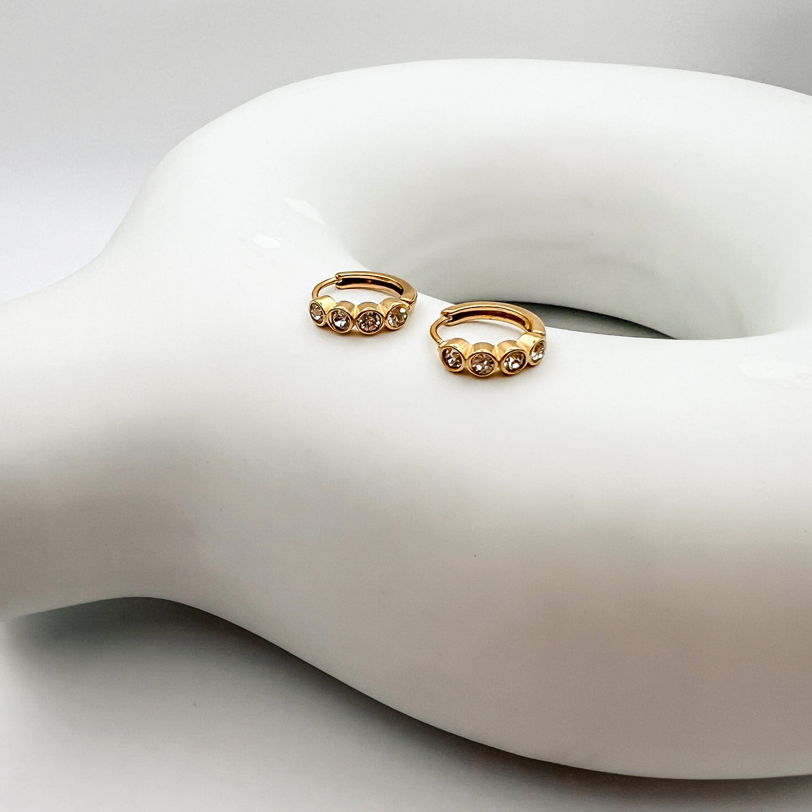 FIONA GRACE Earrings You Shine Bright Gold CZ Huggies