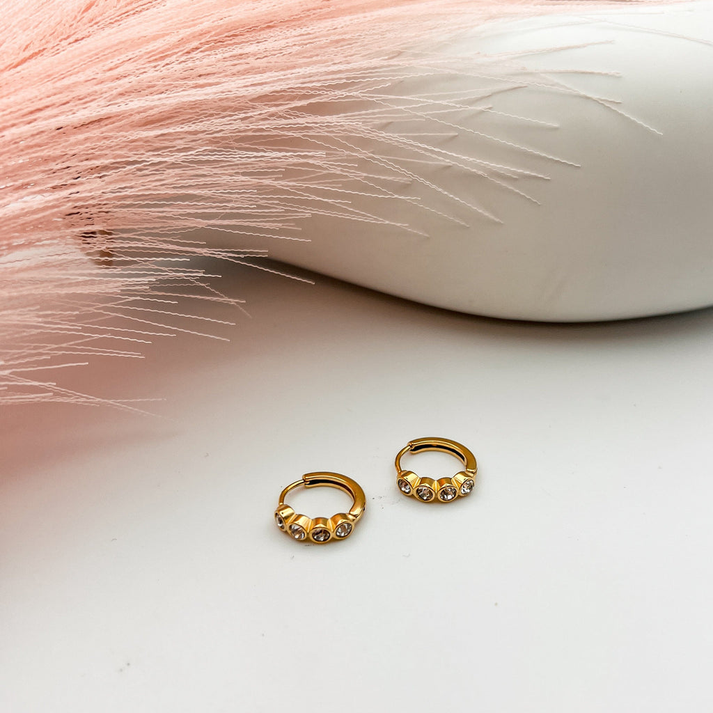 FIONA GRACE Earrings You Shine Bright Gold CZ Huggies