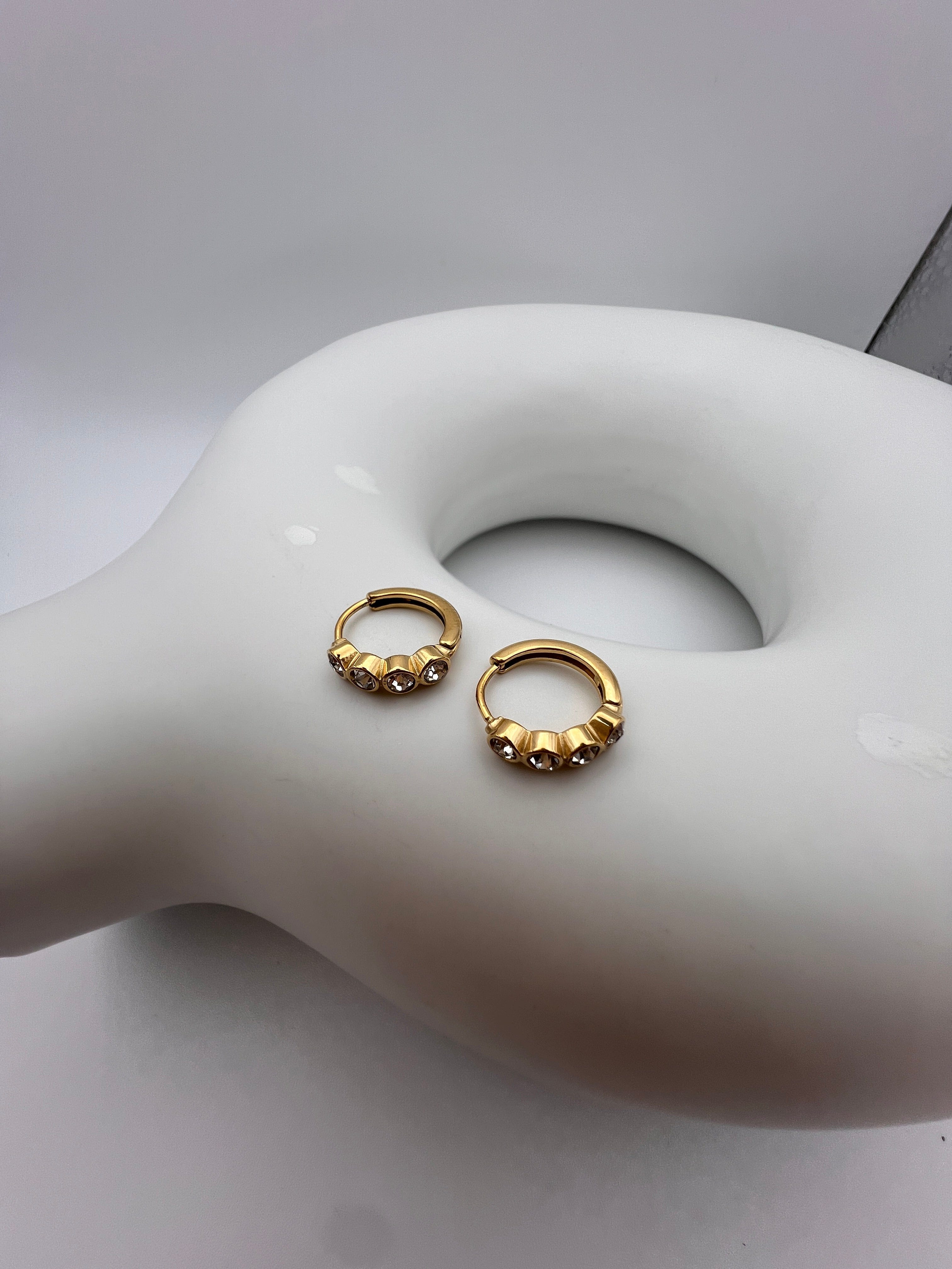 FIONA GRACE Earrings You Shine Bright Gold CZ Huggies