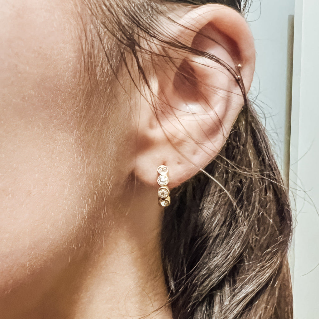 FIONA GRACE Earrings You Shine Bright Gold CZ Huggies