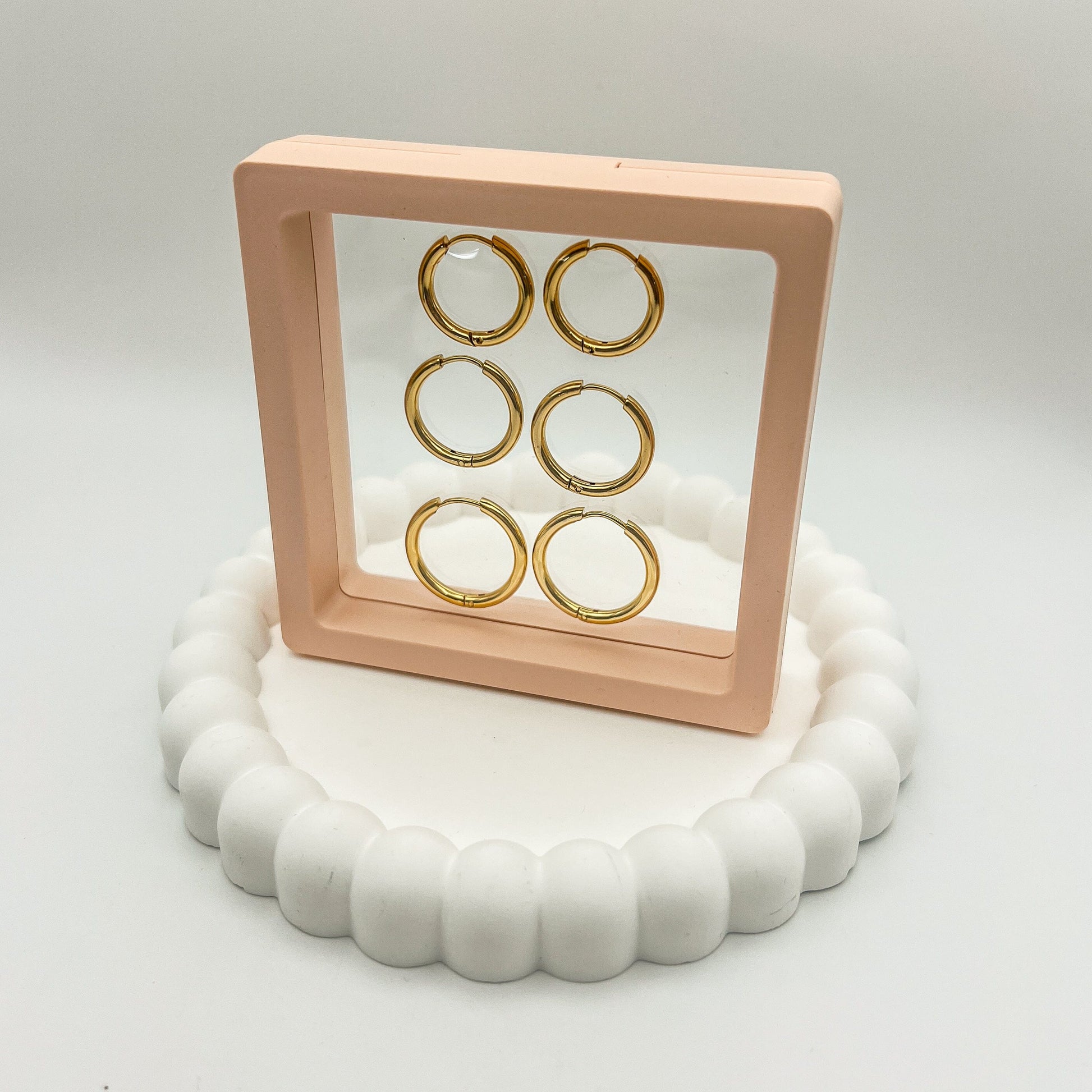 FIONA GRACE Larger 18k Gold Huggies- Set Of 3