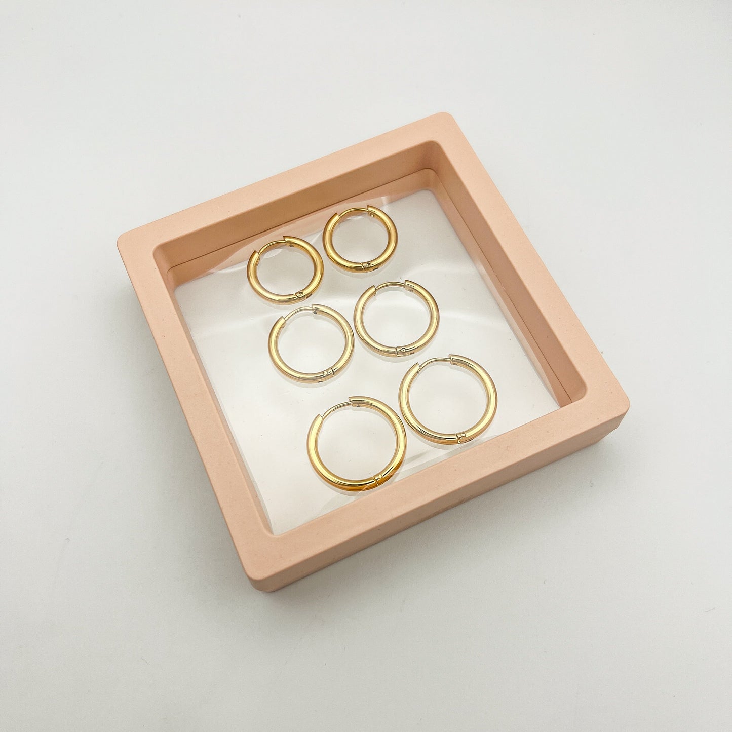 FIONA GRACE Larger 18k Gold Huggies- Set Of 3