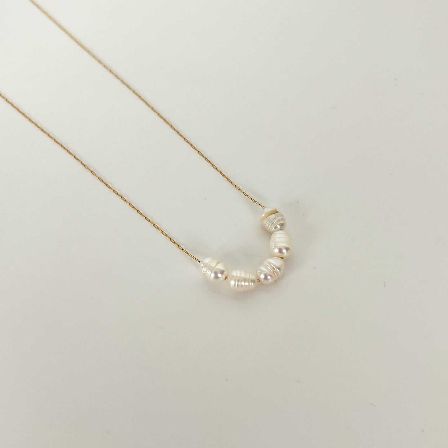 FIONA GRACE Necklaces 5 Freshwater Pearls Delicate Necklace- Waterproof