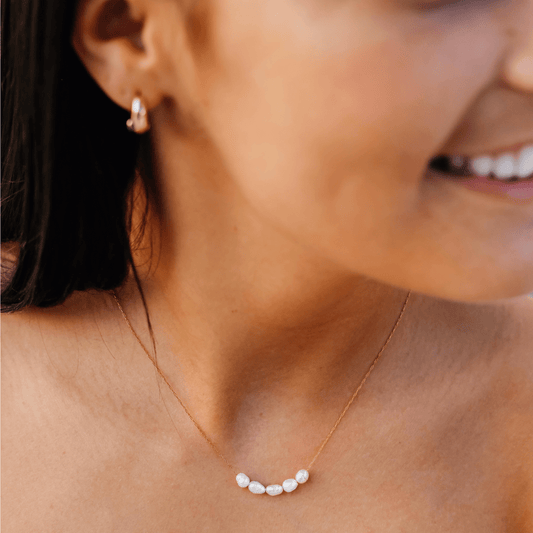 FIONA GRACE Necklaces 5 Freshwater Pearls Delicate Necklace- Waterproof