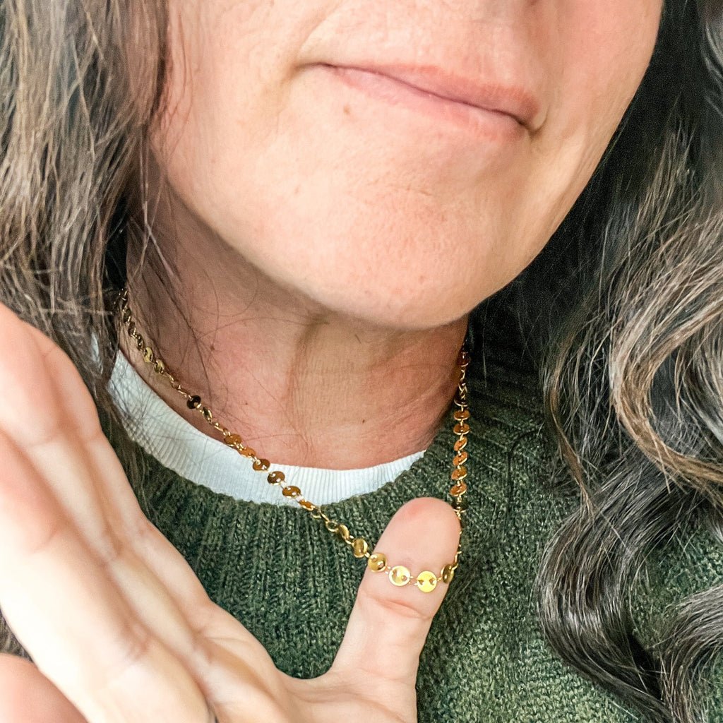 FIONA GRACE Necklaces 5mm Sequin Chain Necklace-18k Gold