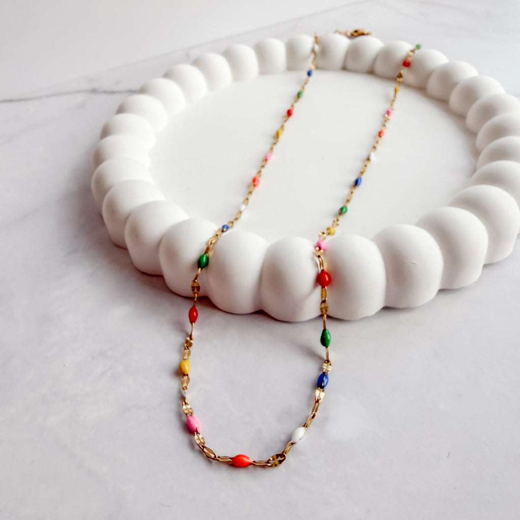 FIONA GRACE Necklaces Cabo Chain Necklace | Rainbow Enamel Gold Chain | Waterproof & Tarnish-Free