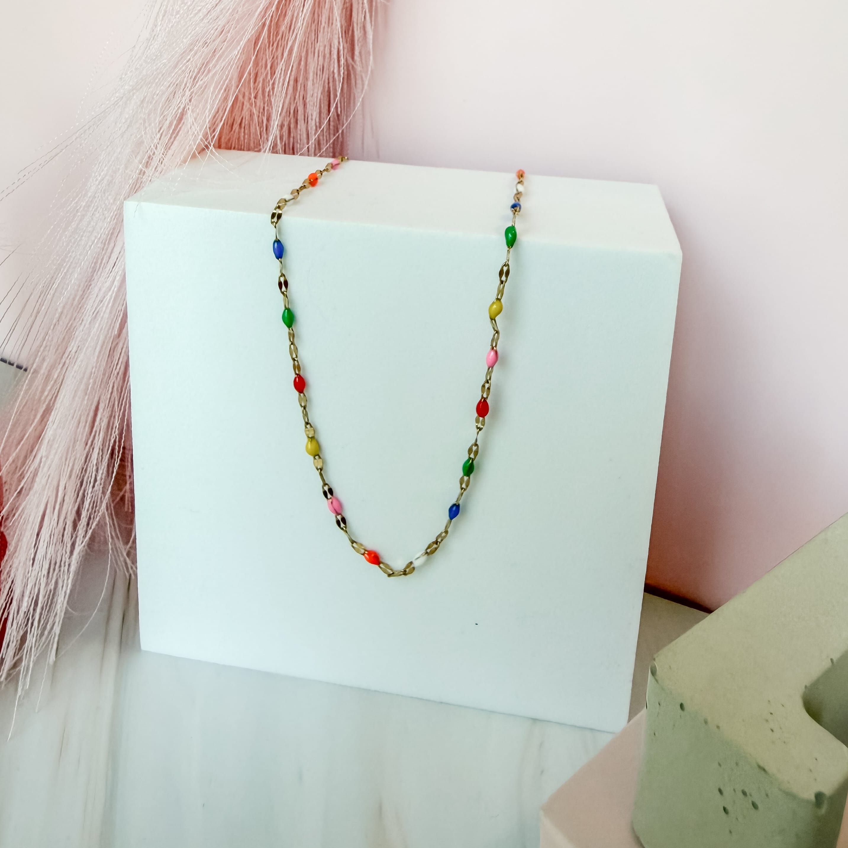FIONA GRACE Necklaces Cabo Chain Necklace | Rainbow Enamel Gold Chain | Waterproof & Tarnish-Free