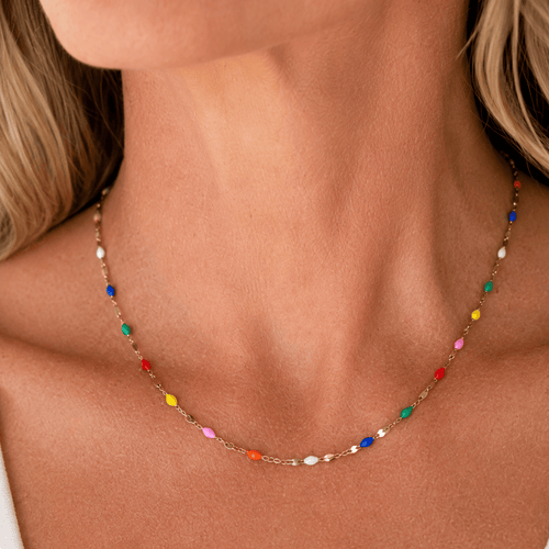 FIONA GRACE Necklaces Cabo Chain Necklace | Rainbow Enamel Gold Chain | Waterproof & Tarnish-Free