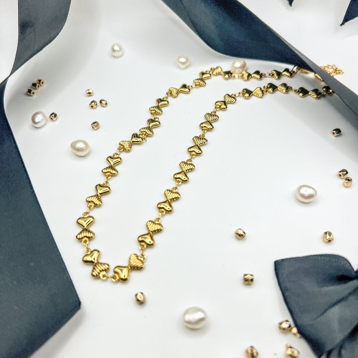 FIONA GRACE Necklaces Chunky Gold Bow Chain Necklace – Statement Bow Link Chain