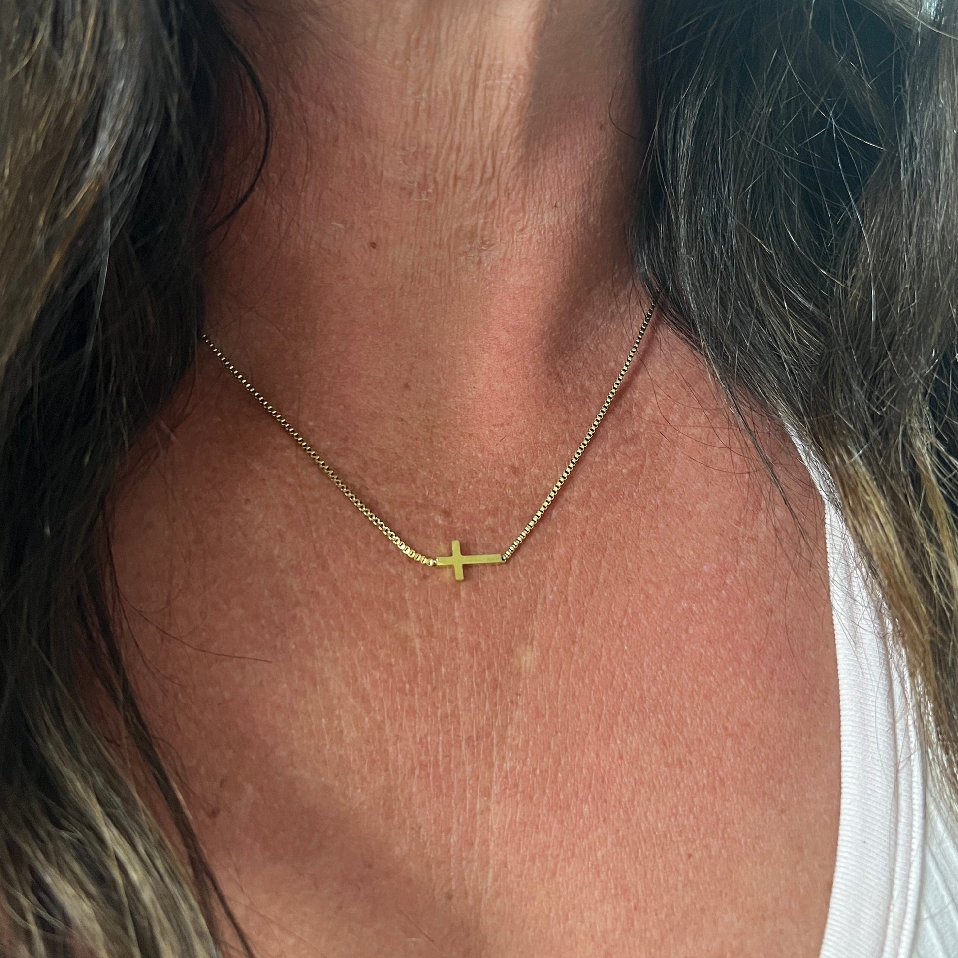 FIONA GRACE Necklaces Delicate Cross 18k Gold Necklace
