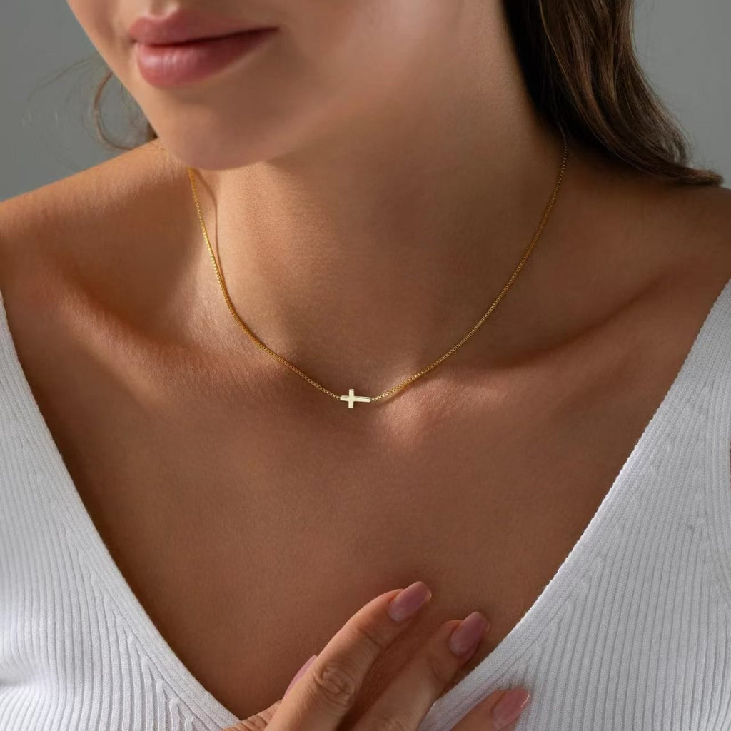 FIONA GRACE Necklaces Delicate Cross 18k Gold Necklace