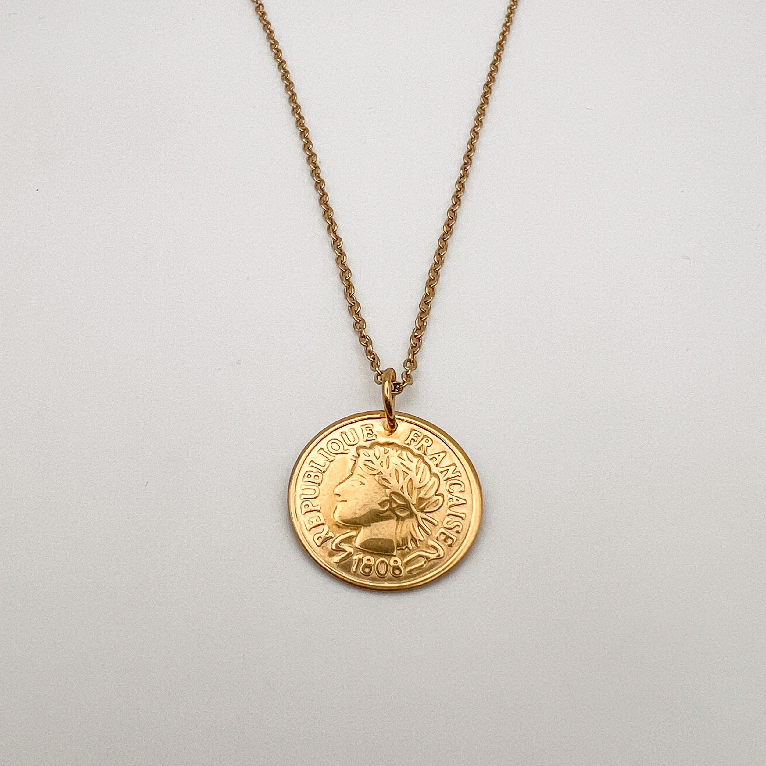 FIONA GRACE Necklaces French Coin 18K Gold Necklace