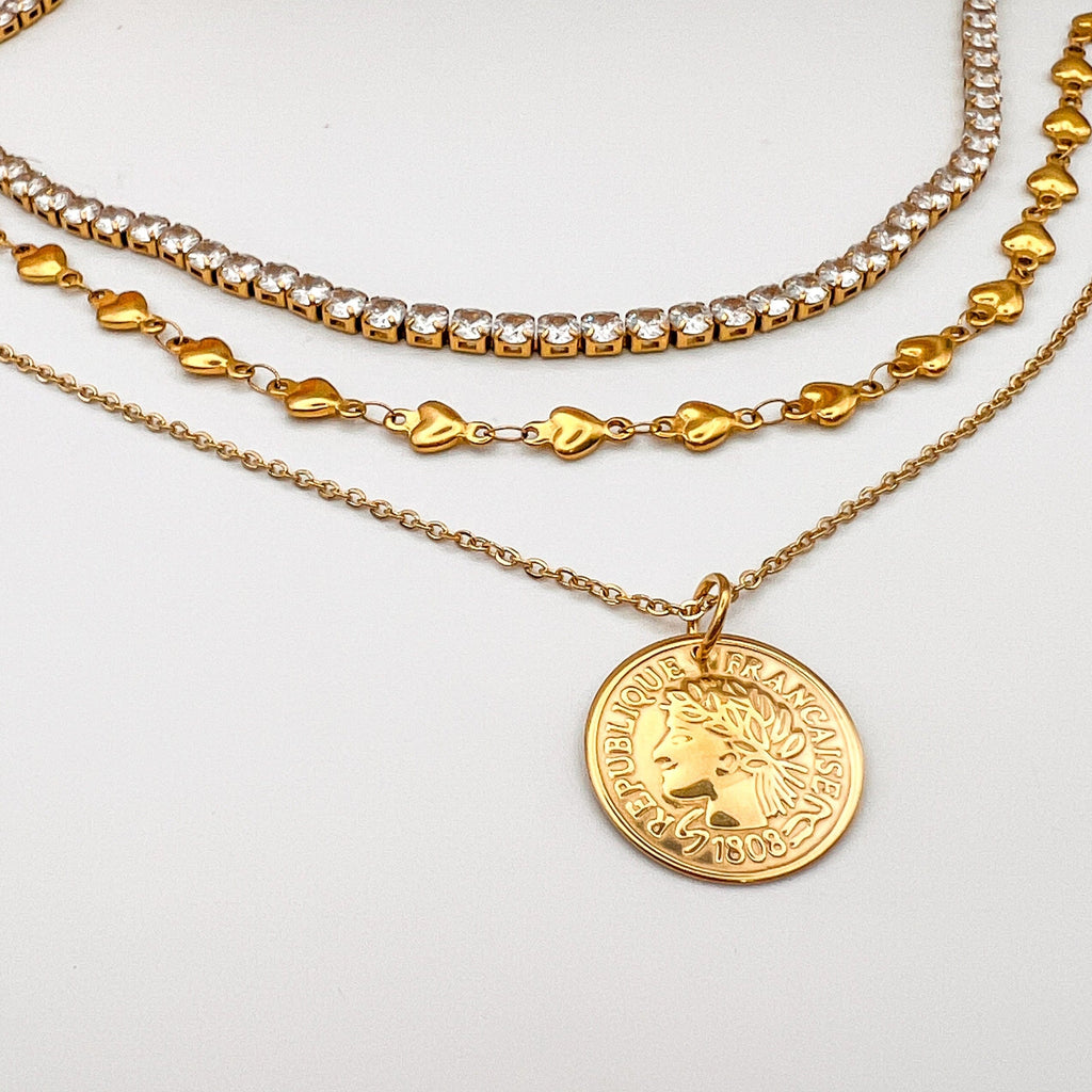 FIONA GRACE Necklaces French Coin 18K Gold Necklace