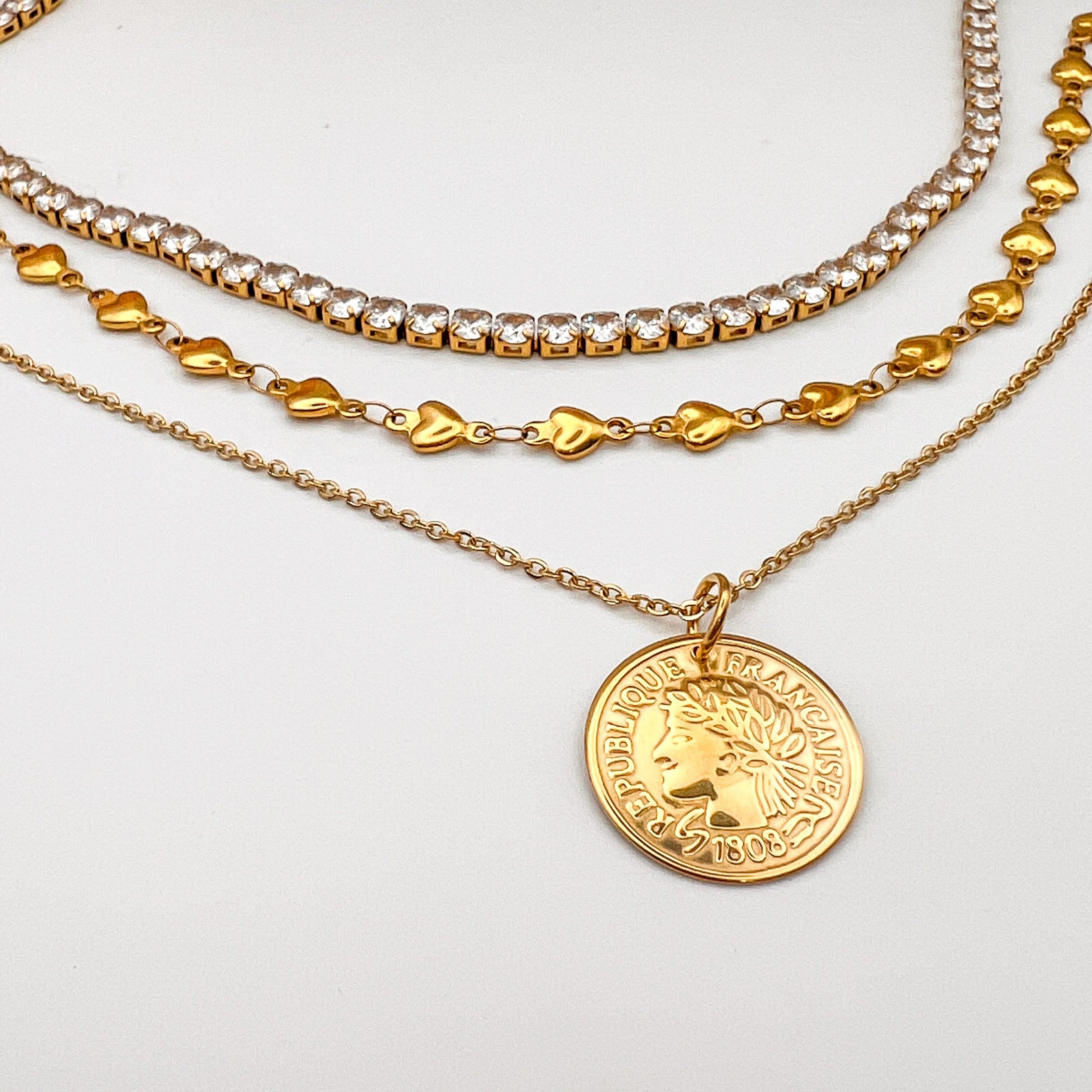 FIONA GRACE Necklaces French Coin 18K Gold Necklace
