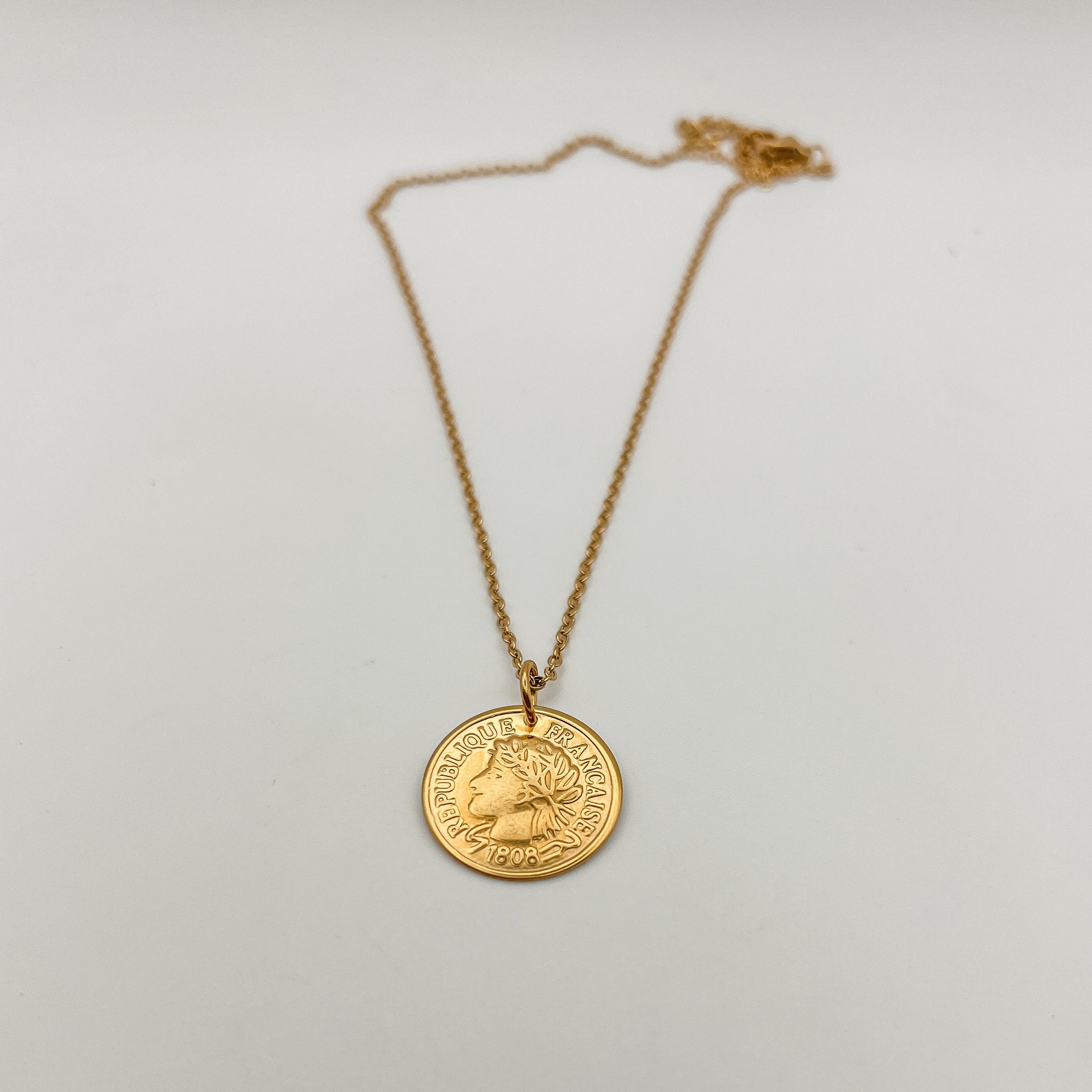 FIONA GRACE Necklaces French Coin 18K Gold Necklace
