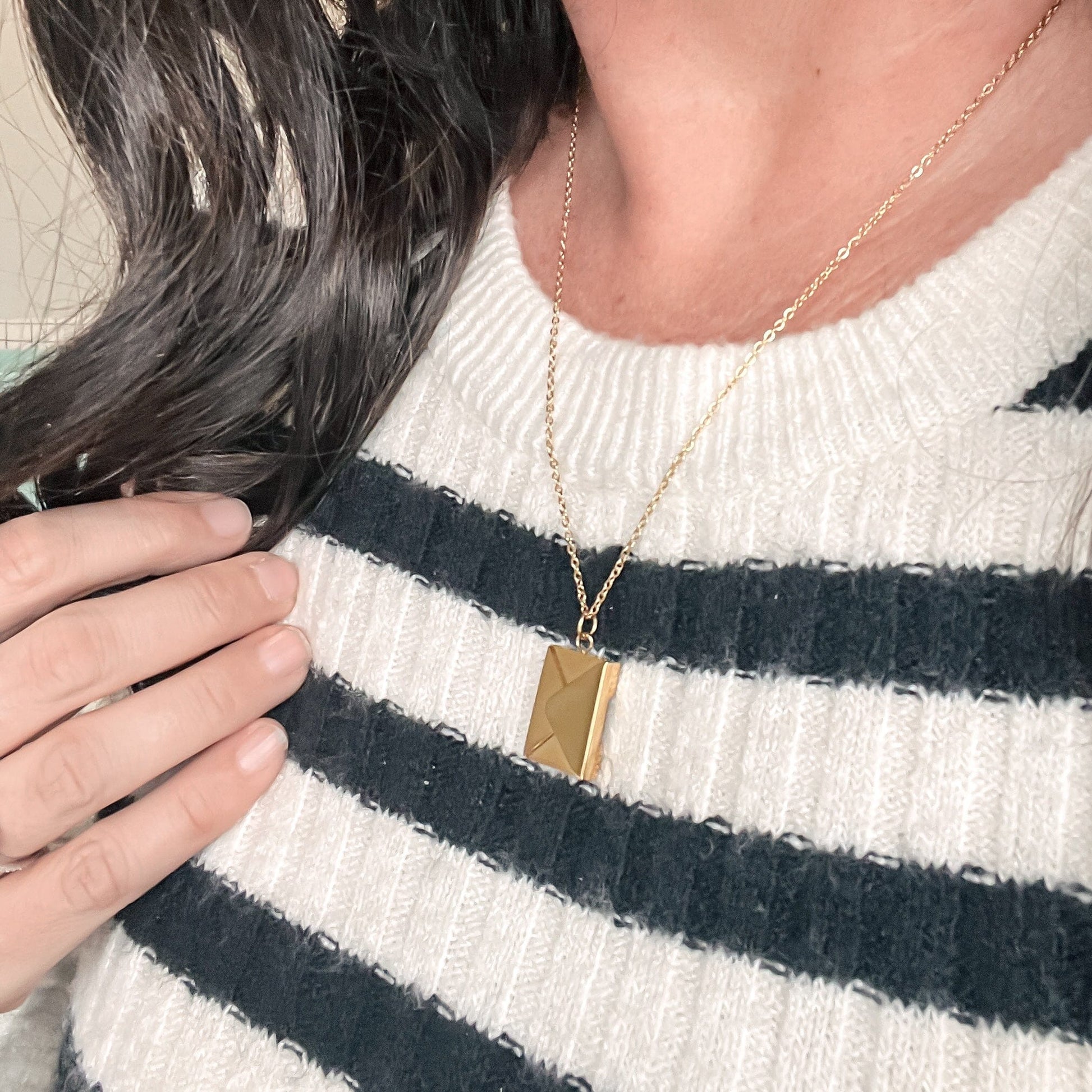 FIONA GRACE Necklaces Gold Envelope Locket Necklace