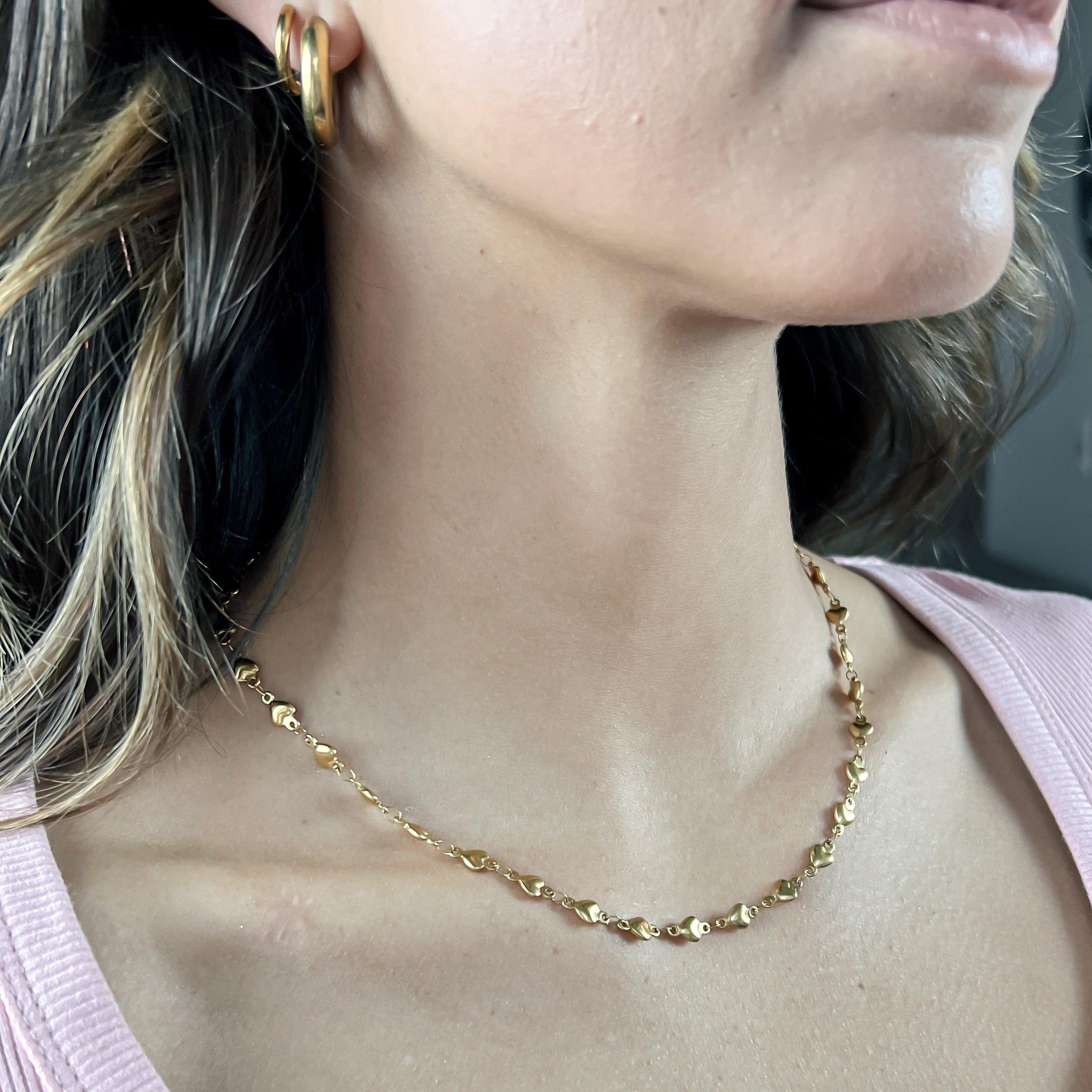 FIONA GRACE Necklaces Hearts Connected Gold Chain Necklace