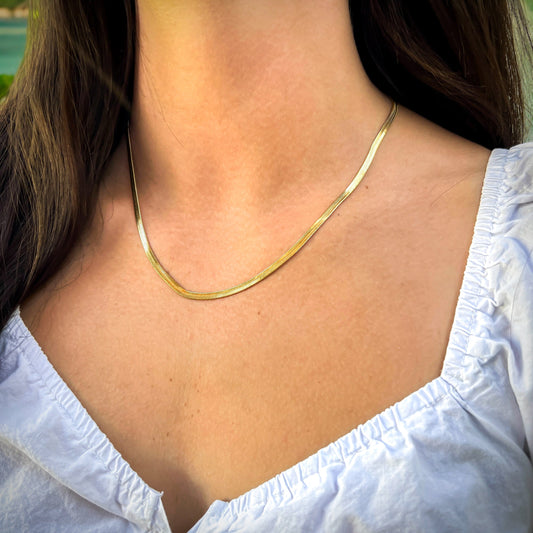 FIONA GRACE Necklaces Herringbone Snake Chain Necklace- Waterproof