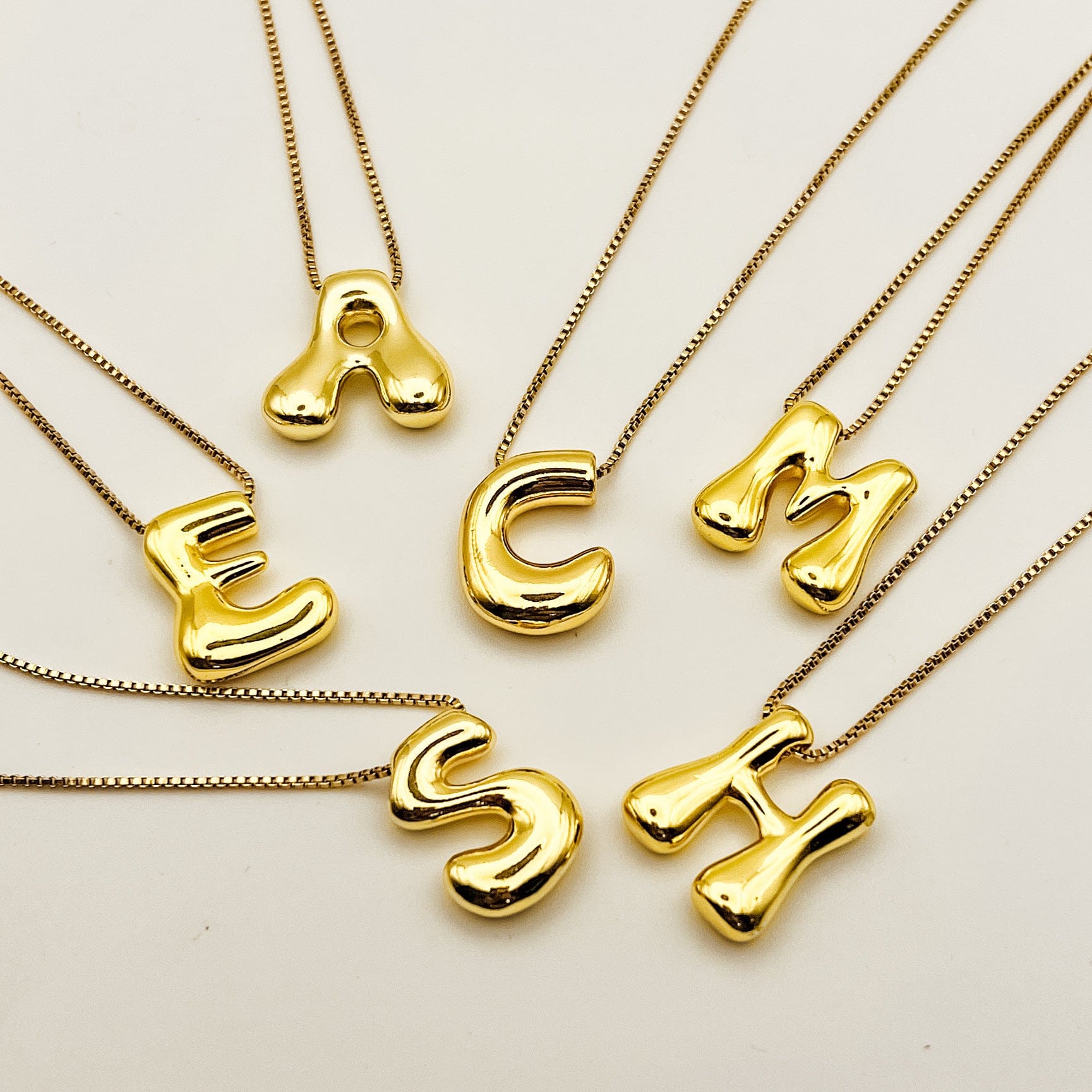 FIONA GRACE Necklaces Initial Letter Bubble Monogram Necklace- Waterproof