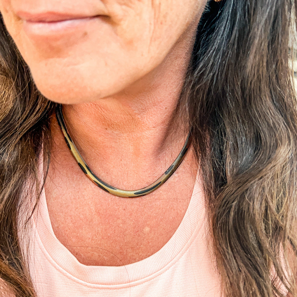 FIONA GRACE Necklaces Leopard Print Herringbone Necklace