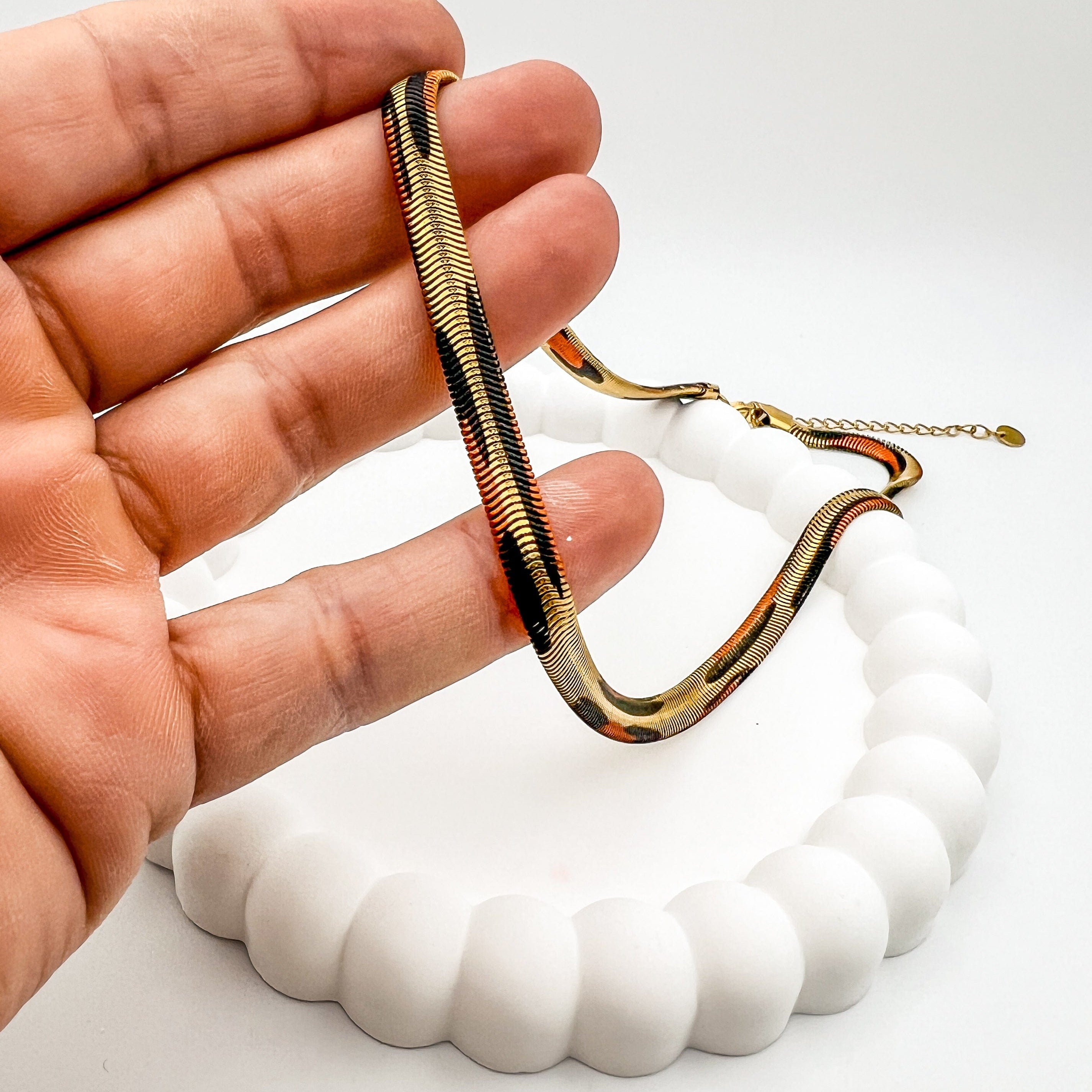 FIONA GRACE Necklaces Leopard Print Herringbone Necklace