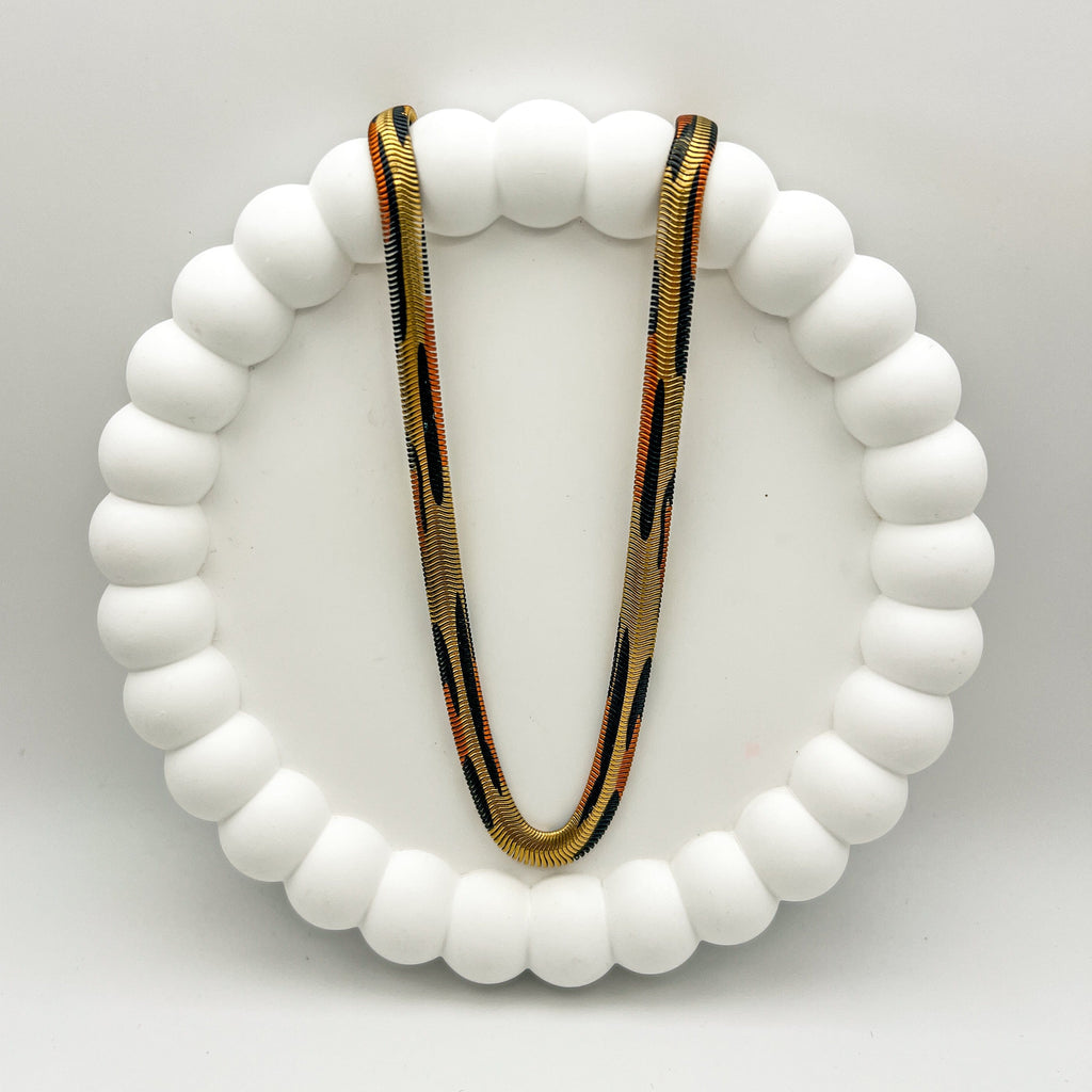 FIONA GRACE Necklaces Leopard Print Herringbone Necklace