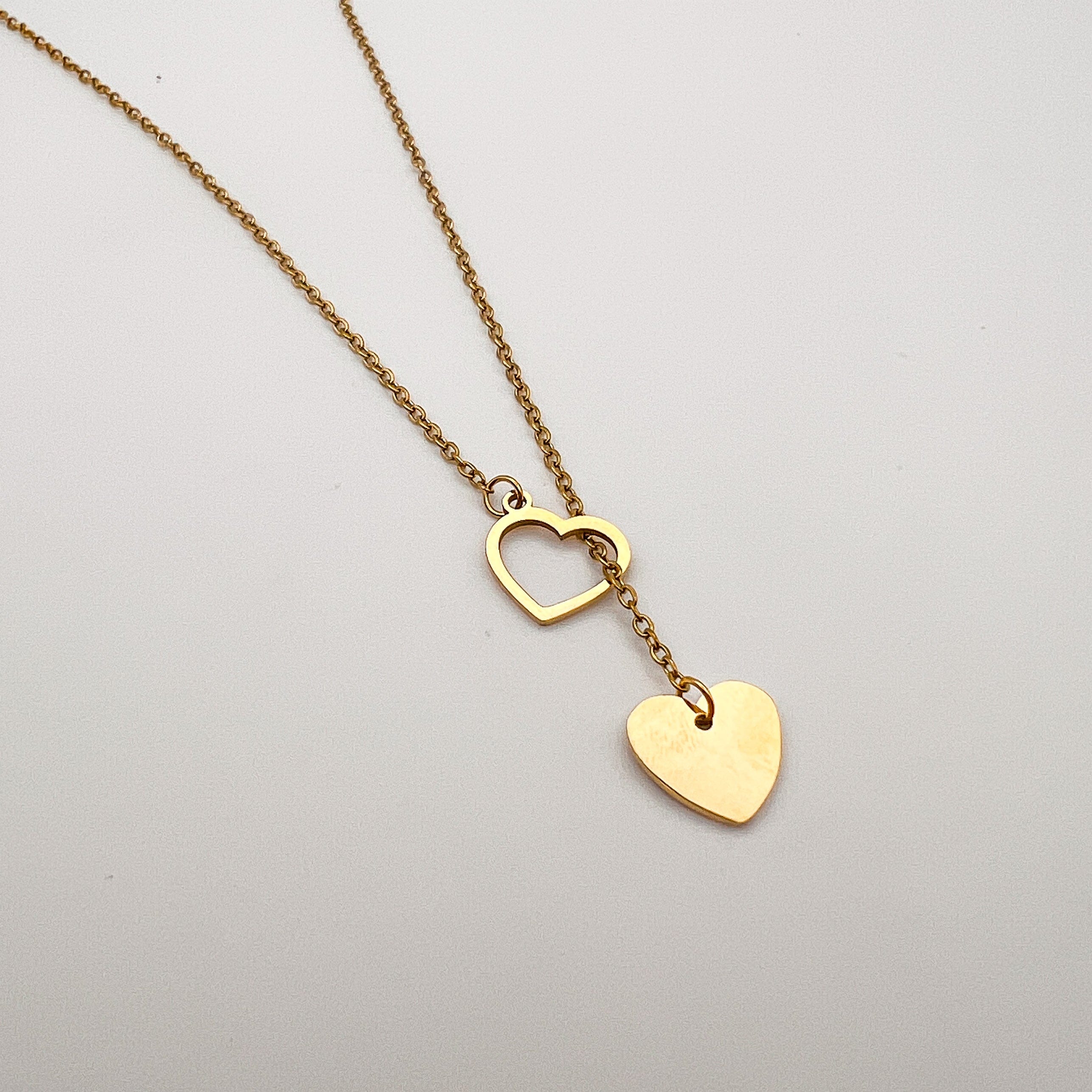 FIONA GRACE Necklaces Linked By Love 18K Gold Lariat Heart Necklace