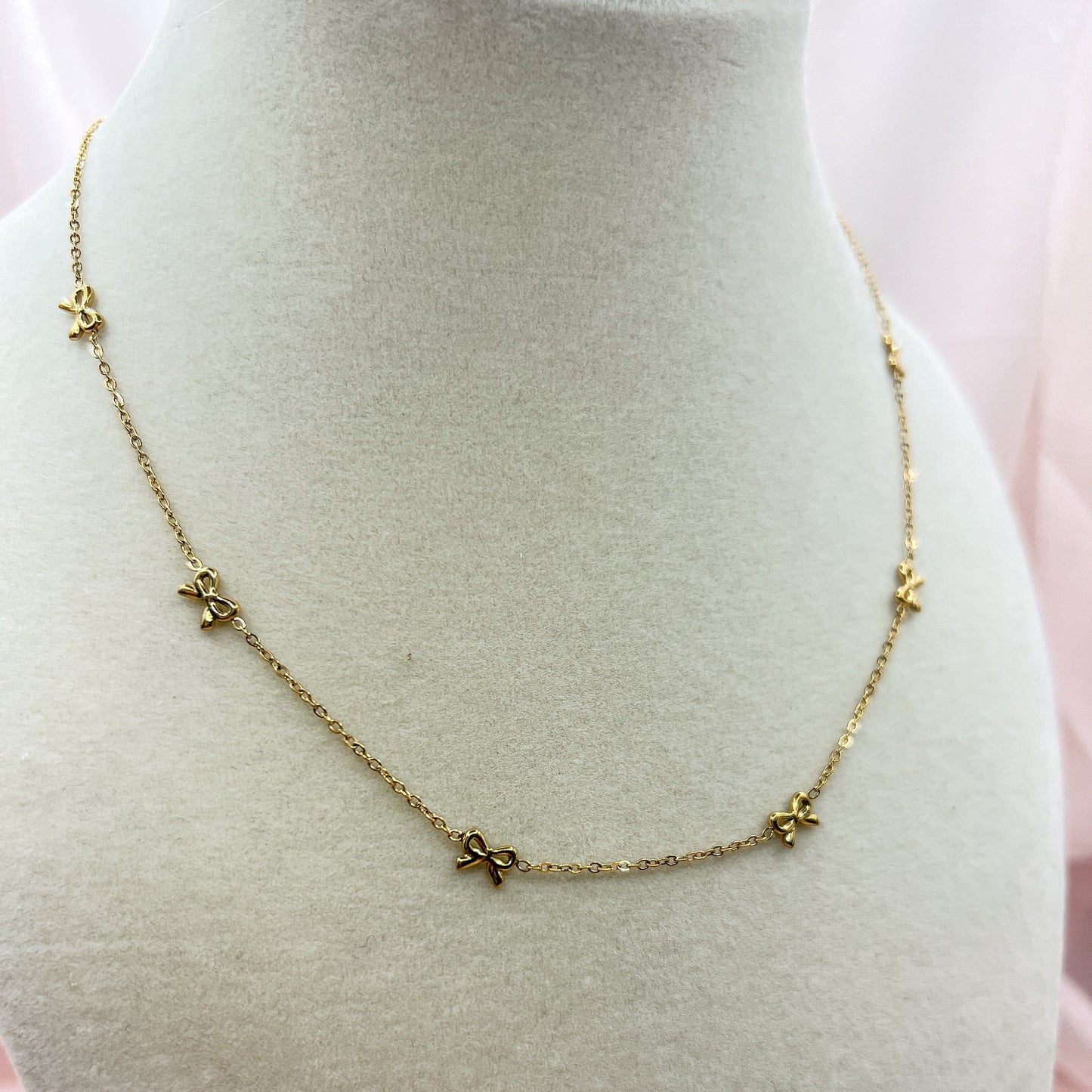 FIONA GRACE Necklaces Mini Bow 18k Gold Chain Necklace – Waterproof Layering Necklace