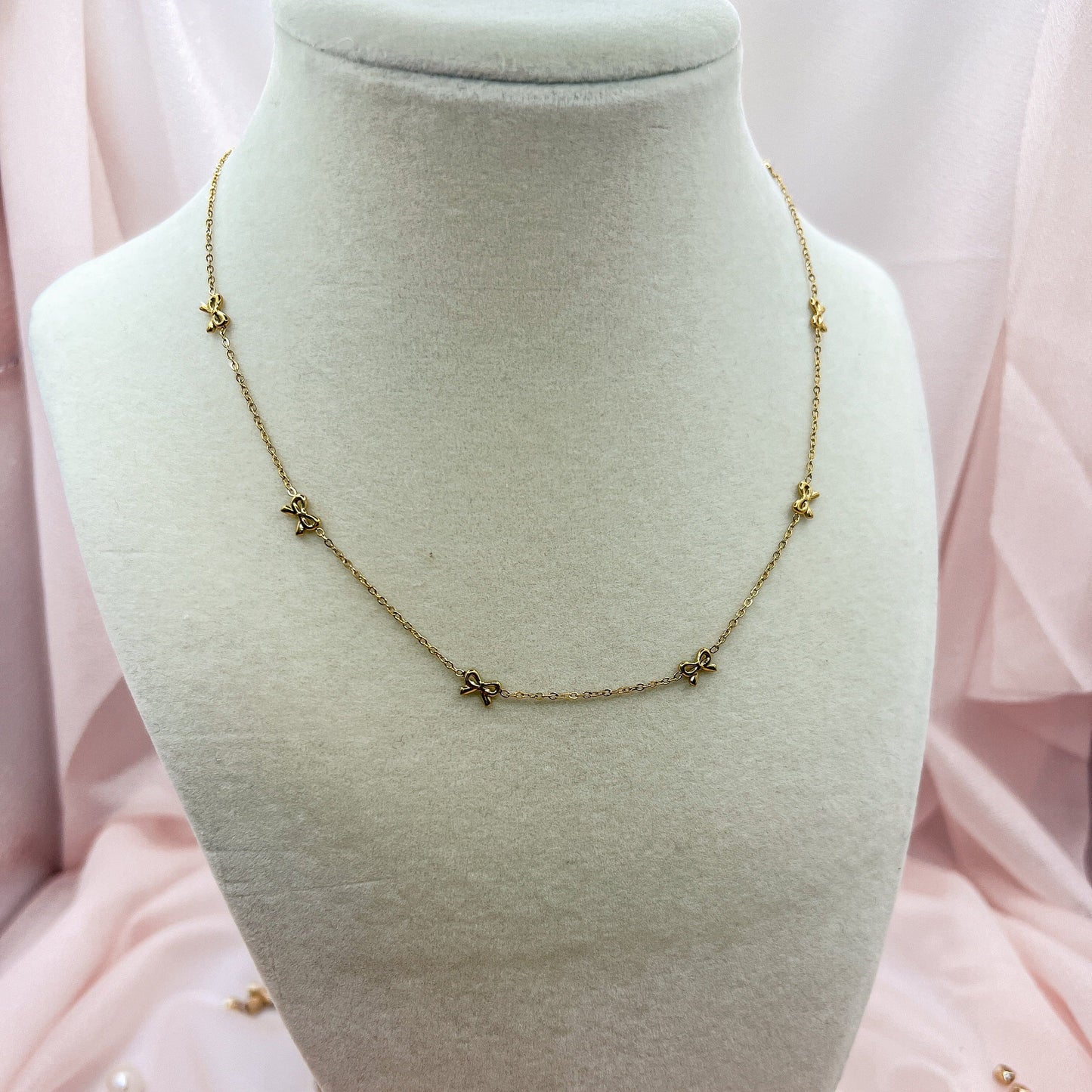 FIONA GRACE Necklaces Mini Bow 18k Gold Chain Necklace – Waterproof Layering Necklace