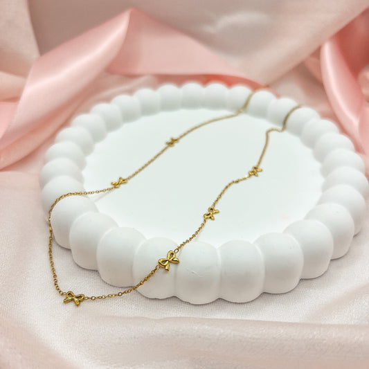 FIONA GRACE Necklaces Mini Bow 18k Gold Chain Necklace – Waterproof Layering Necklace