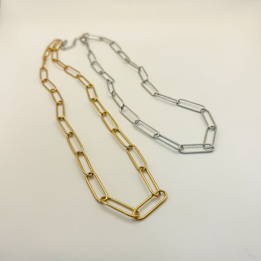 FIONA GRACE Necklaces Paperclip Chain Necklace 18k Gold OR Stainless Steel