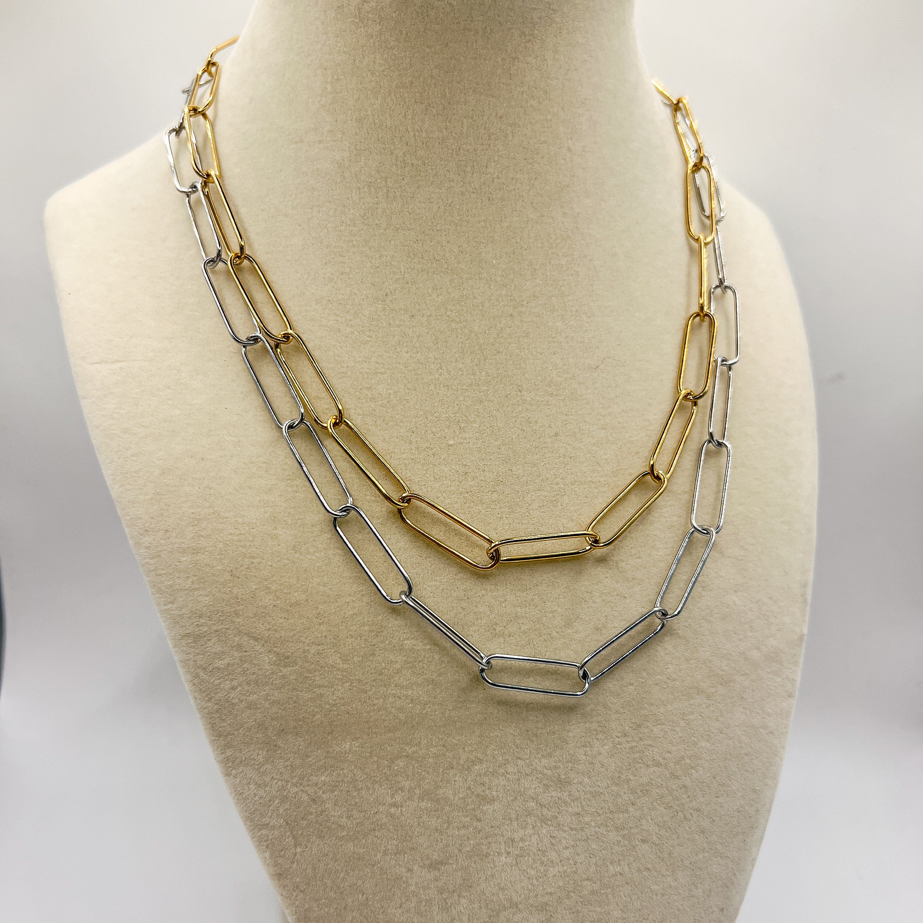 FIONA GRACE Necklaces Paperclip Chain Necklace 18k Gold OR Stainless Steel