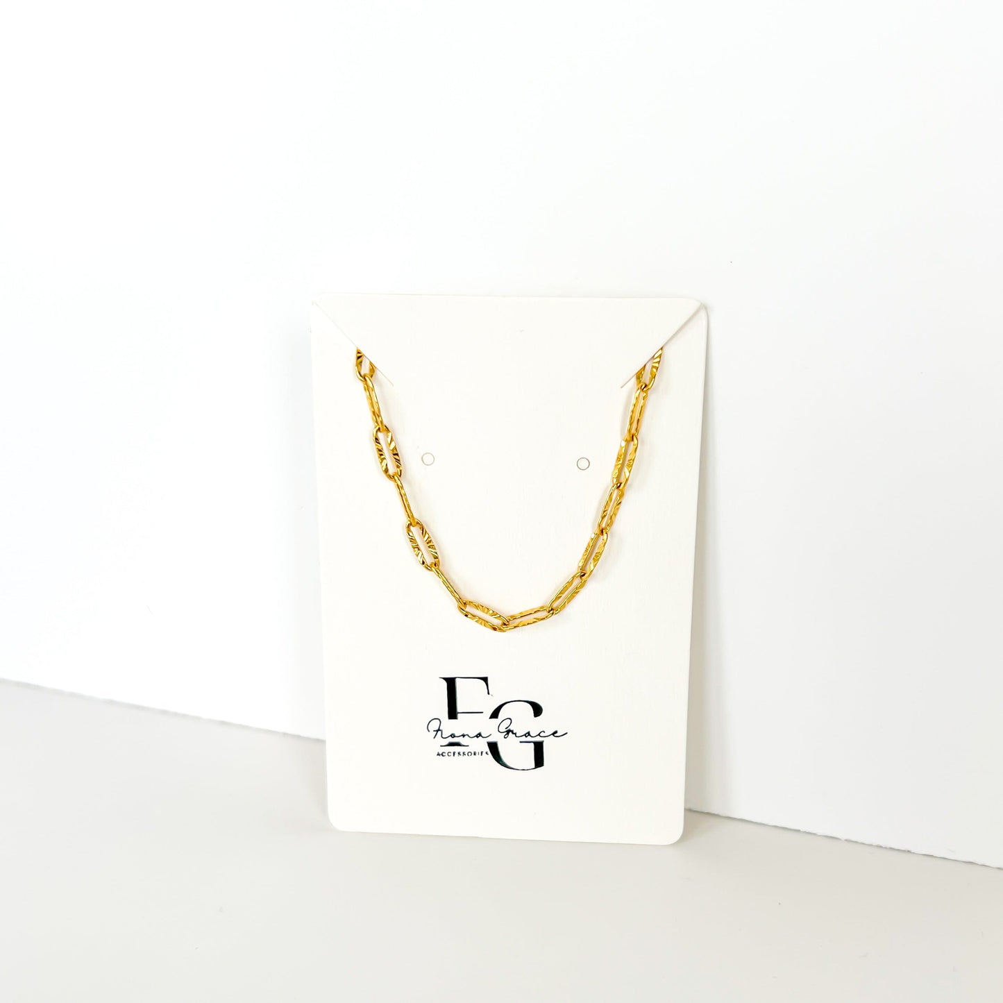 FIONA GRACE Necklaces Paperclip Chain Necklace Textured- Waterproof