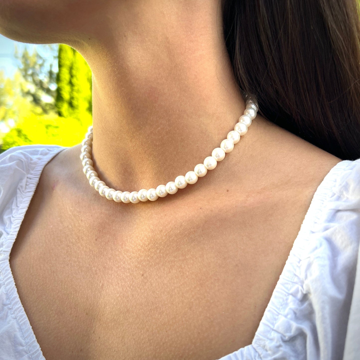 FIONA GRACE Necklaces Pearl Necklace (8mm) With 14k Gold Extender- 15 1/2" in Length