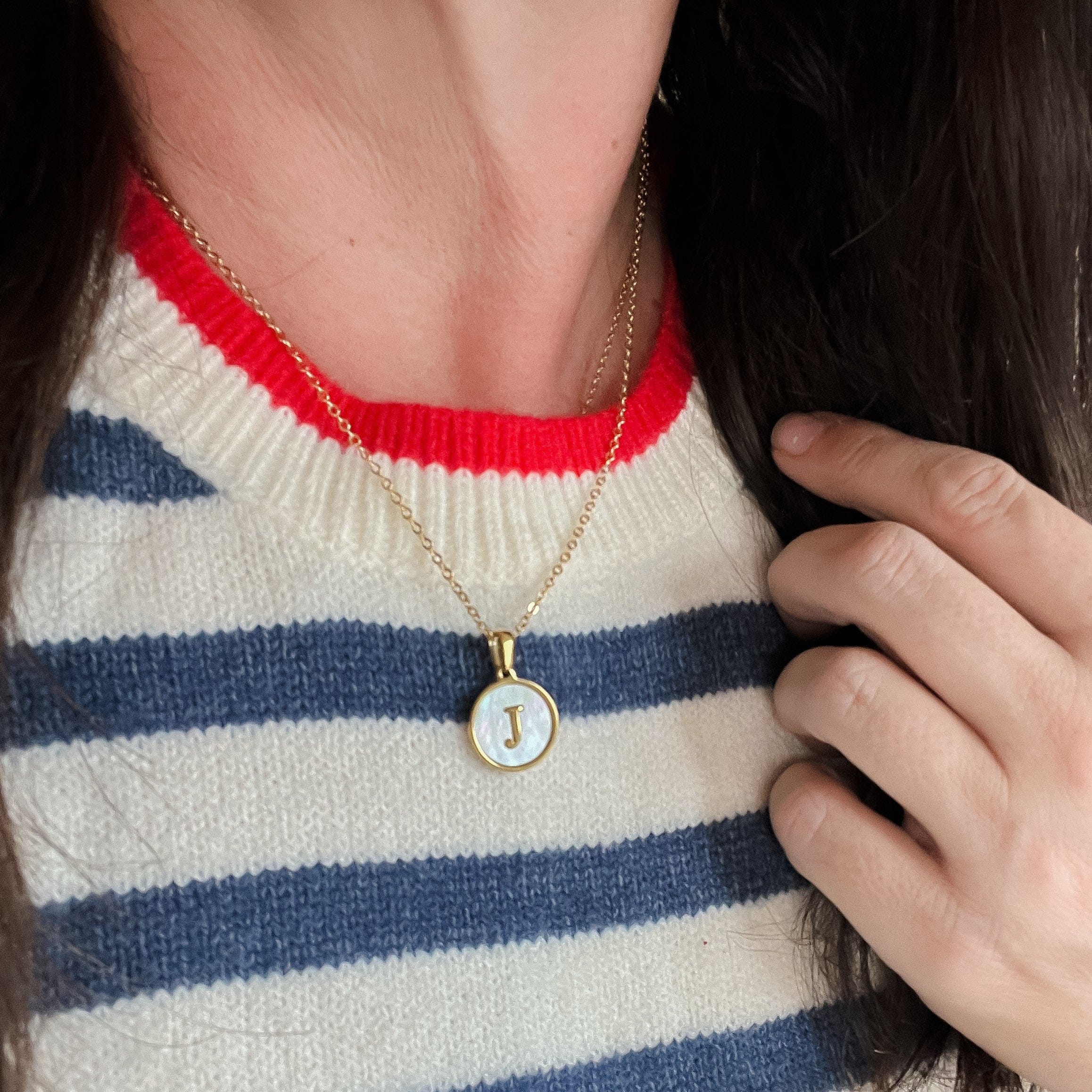 FIONA GRACE Necklaces Personalized Initial Necklace • Gold Mother of Pearl Pendant • Teacher Appreciation Gift -Because some teachers deserve more than a mug.