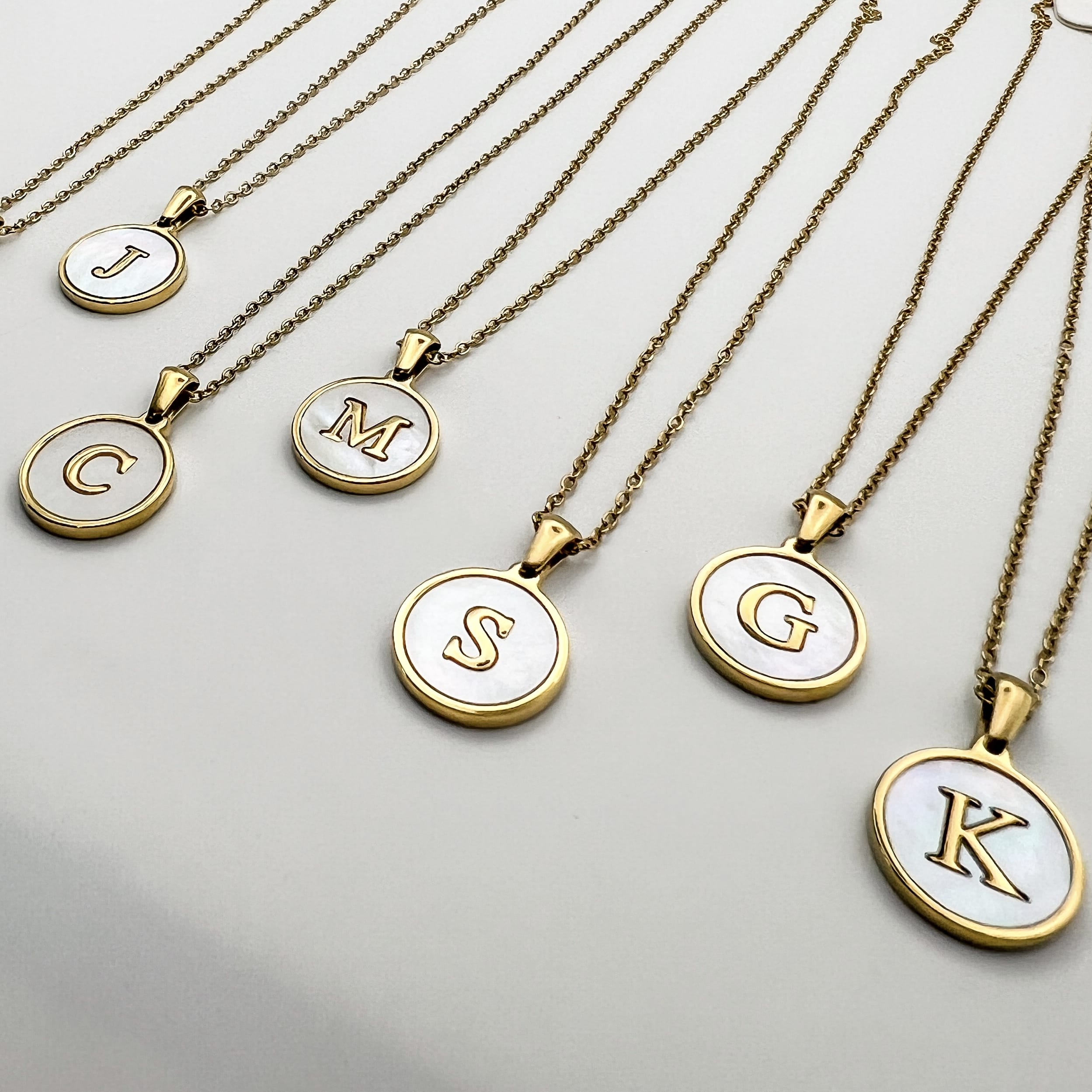 FIONA GRACE Necklaces Personalized Initial Necklace • Gold Mother of Pearl Pendant • Teacher Appreciation Gift -Because some teachers deserve more than a mug.