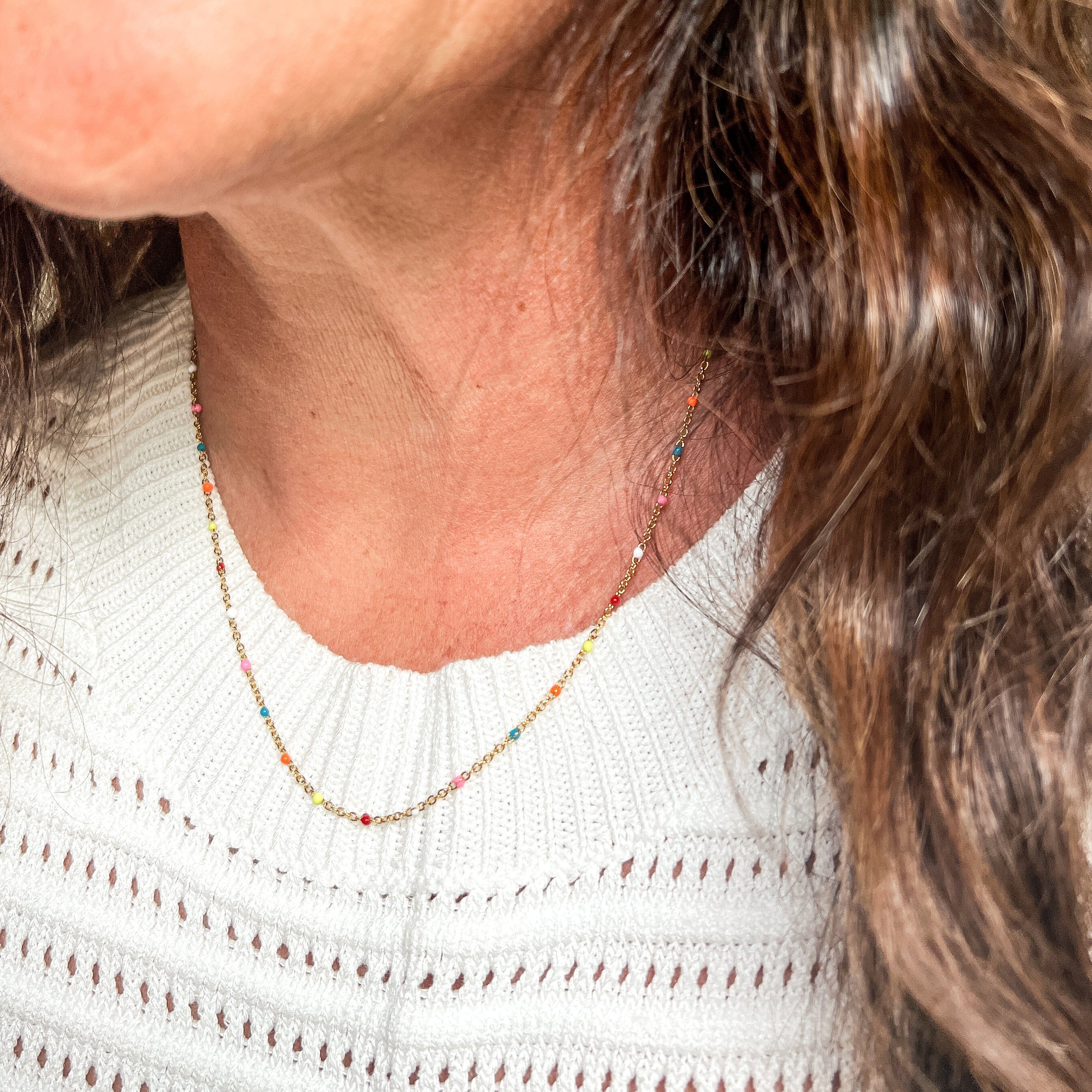 FIONA GRACE Necklaces Poolside Confetti Dainty Chain Necklace