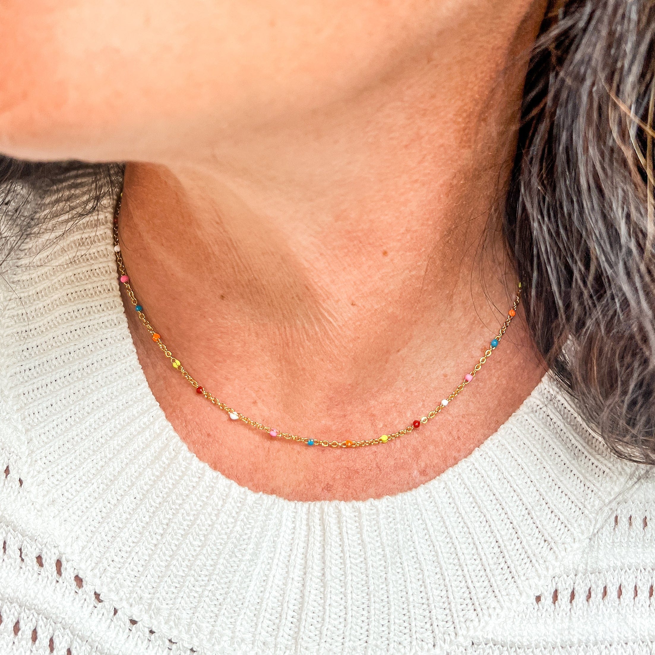 FIONA GRACE Necklaces Poolside Confetti Dainty Chain Necklace