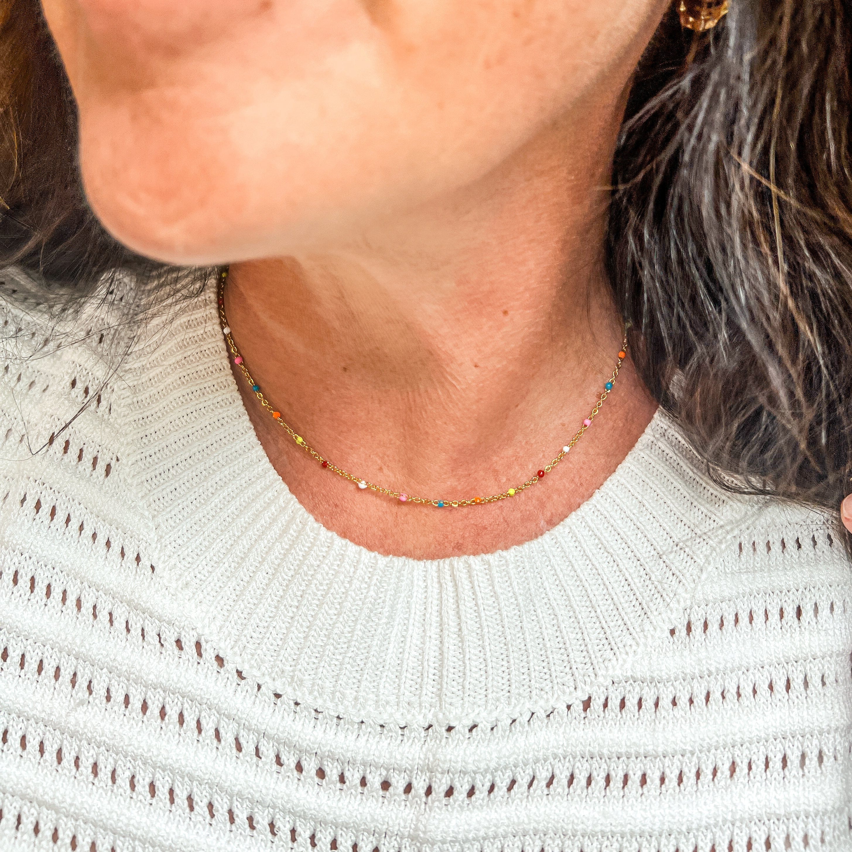 FIONA GRACE Necklaces Poolside Confetti Dainty Chain Necklace