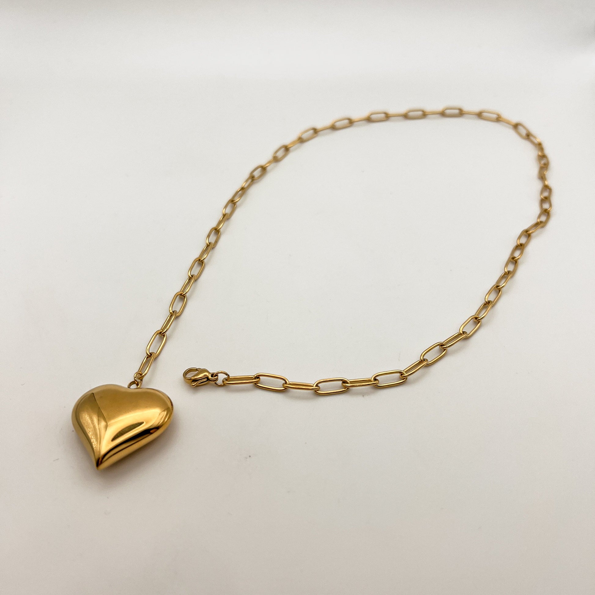 FIONA GRACE Necklaces Puffed Heart Pendant Necklace, 18k Gold