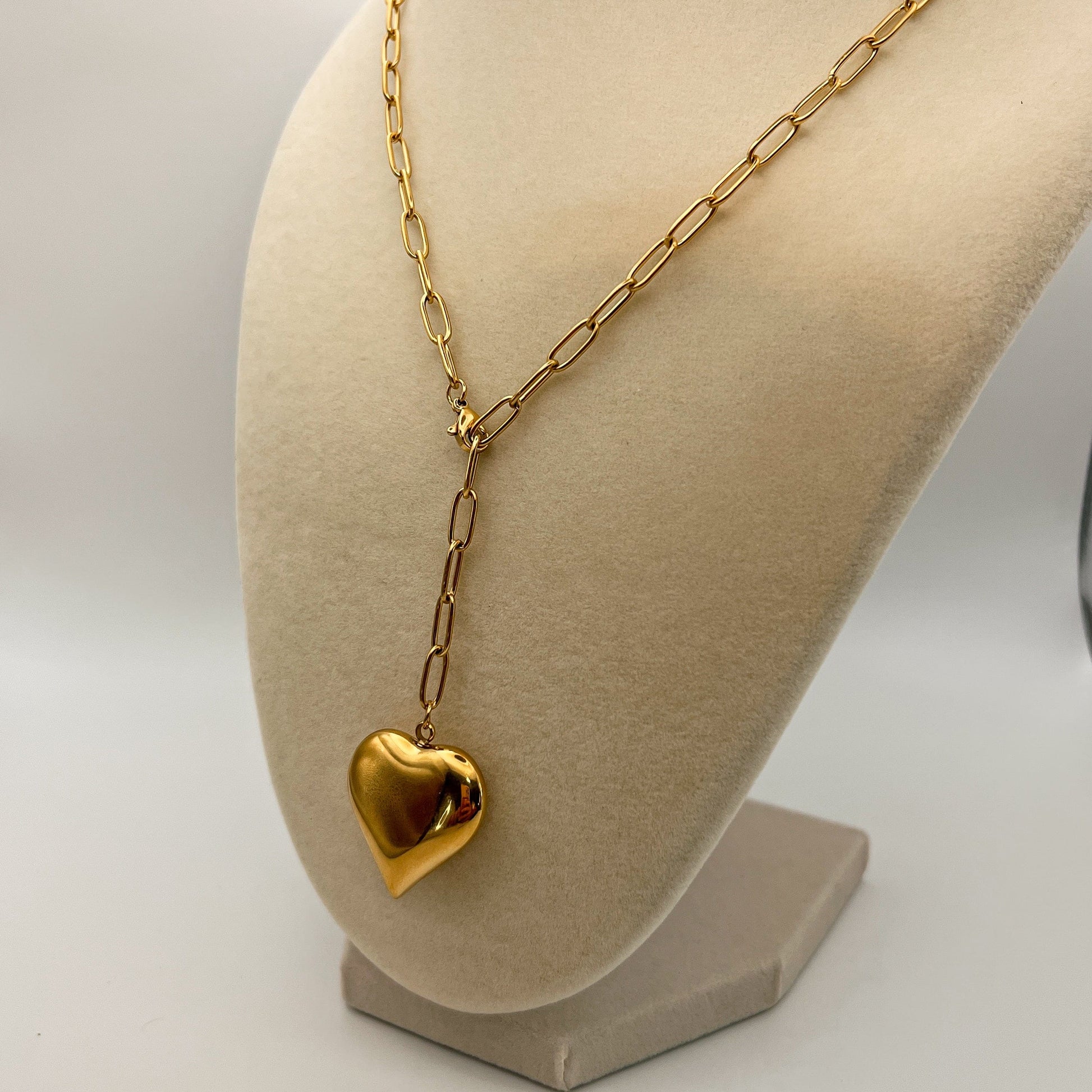 FIONA GRACE Necklaces Puffed Heart Pendant Necklace, 18k Gold