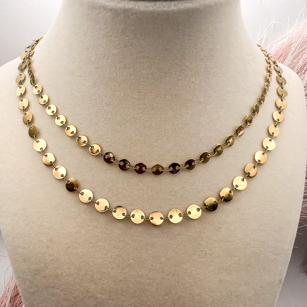 FIONA GRACE Necklaces Sequin Chain Necklace-18k Gold