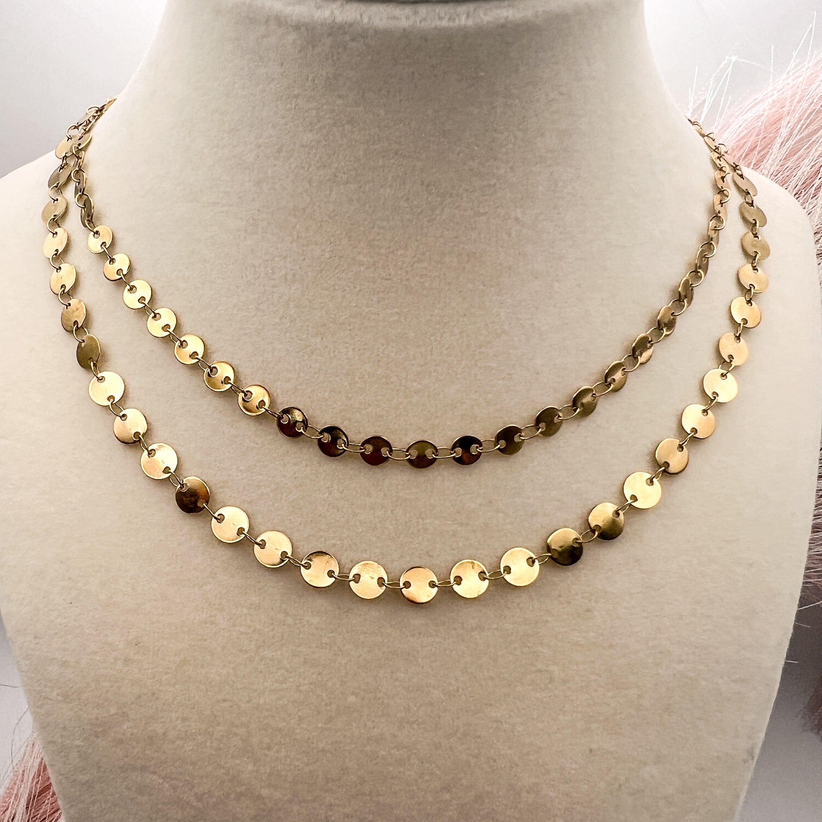 FIONA GRACE Necklaces Sequin Chain Necklace-18k Gold