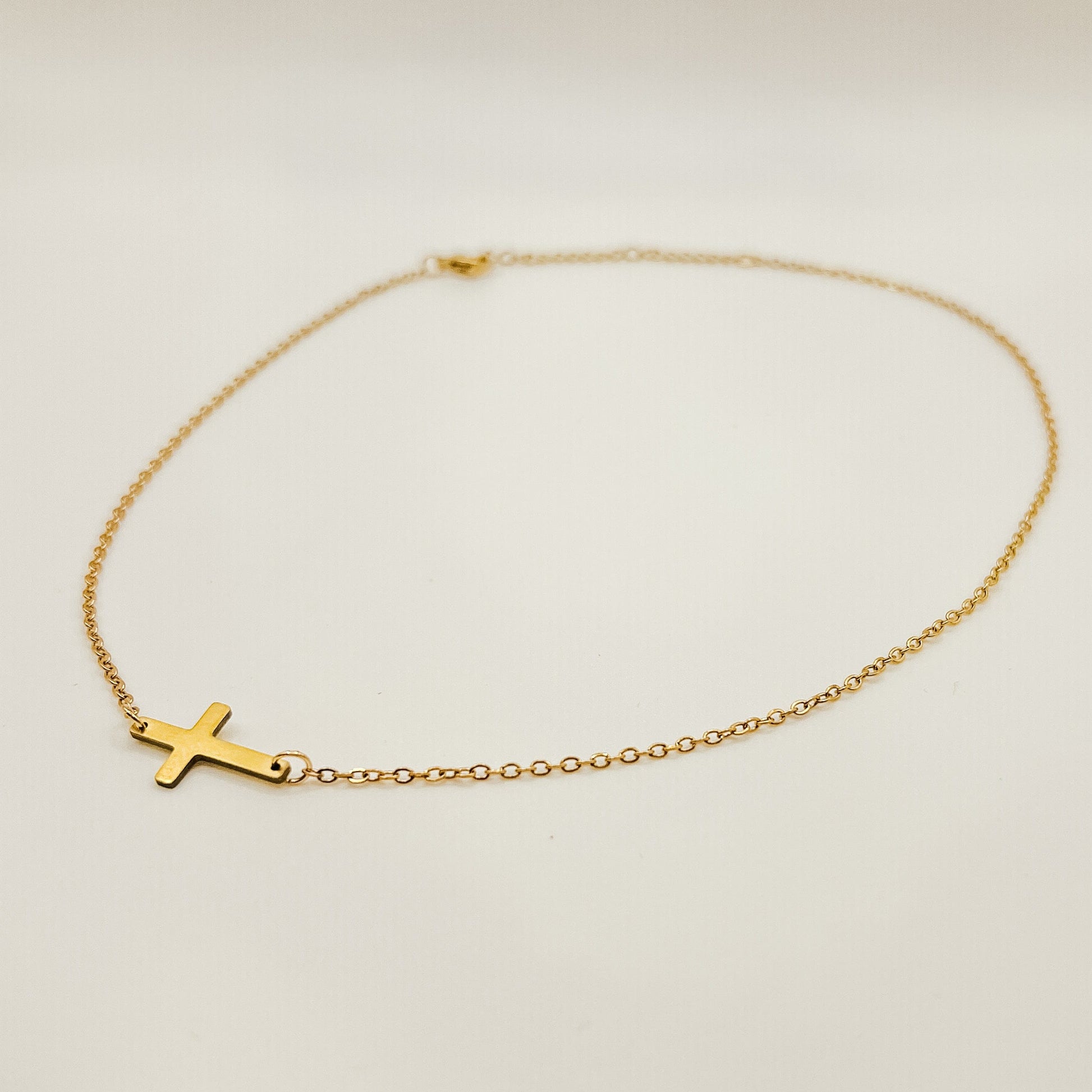 FIONA GRACE Necklaces Sideways Cross Necklace in Gold